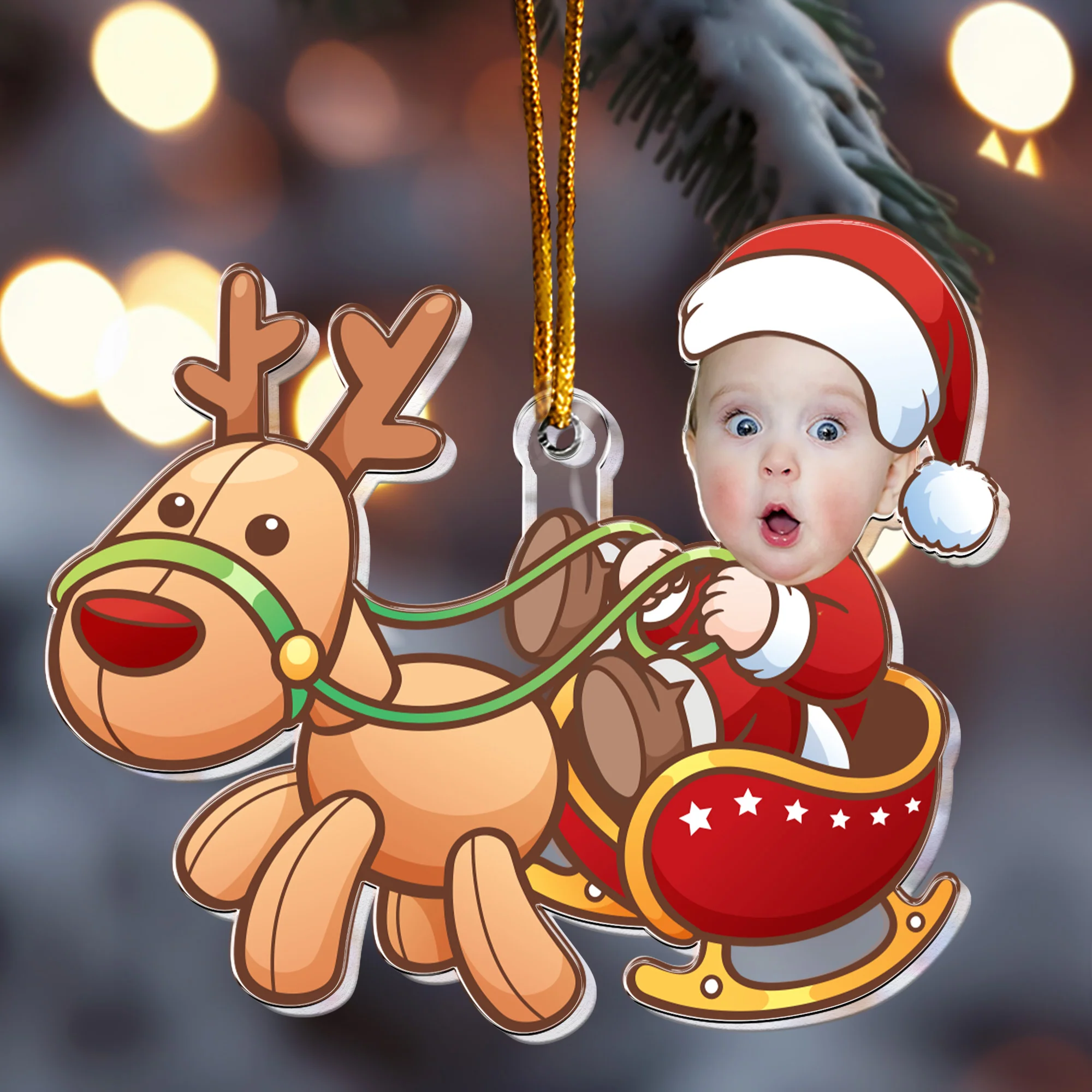 Cute Baby Santa - Personalized Acrylic Photo Ornament - Image 2