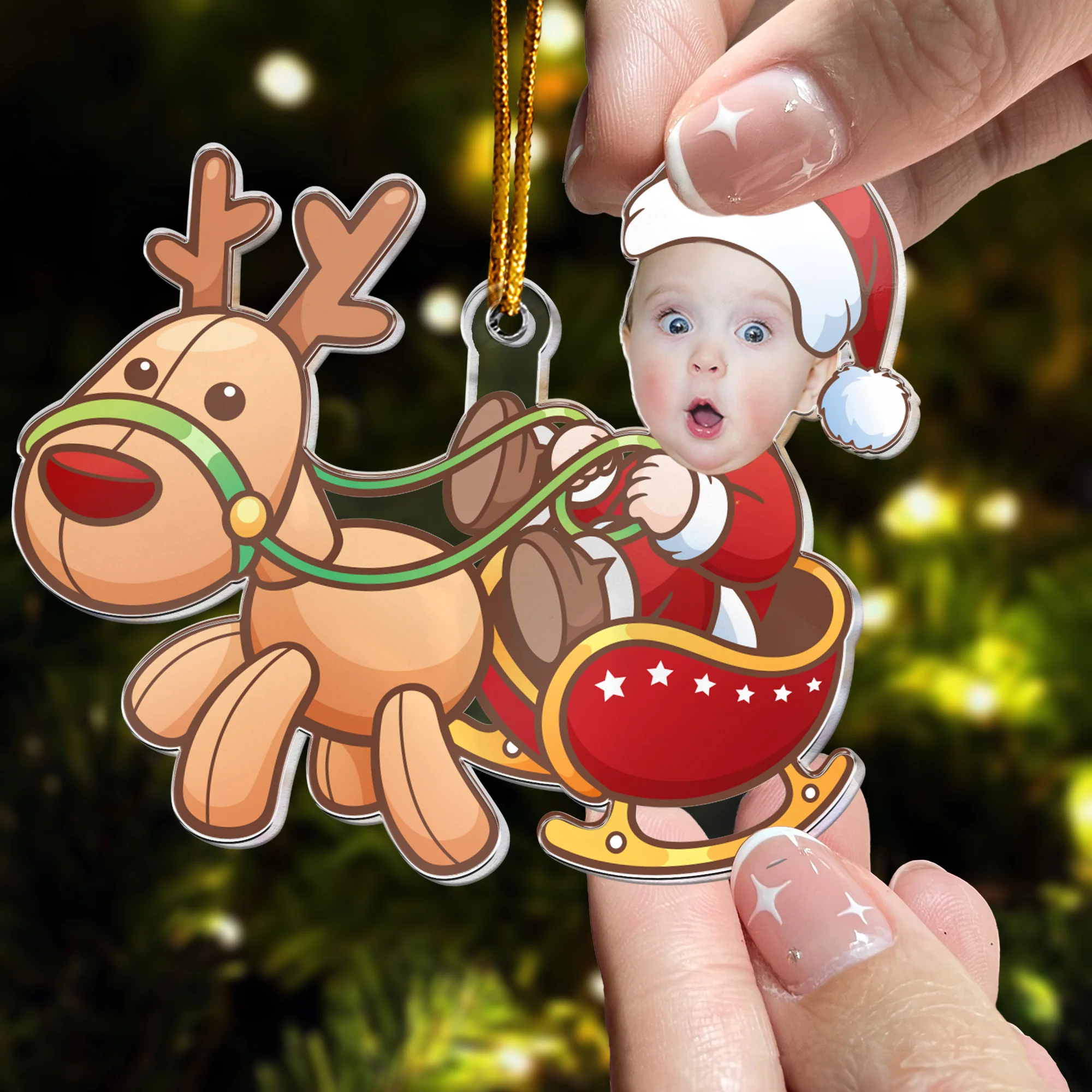 Cute Baby Santa - Personalized Acrylic Photo Ornament - Image 4