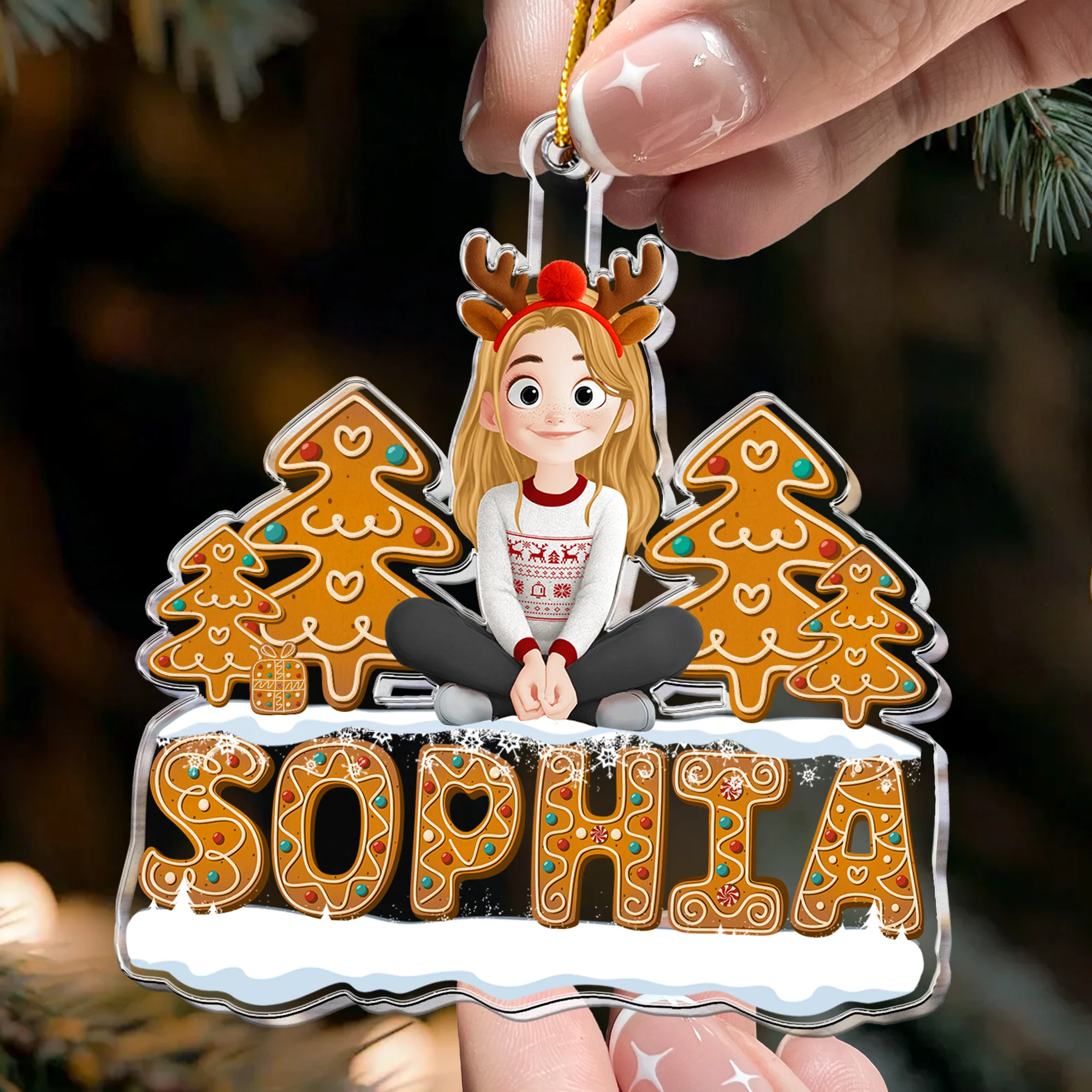 Cute Christmas Family - Personalized Acrylic Ornament - Image 2