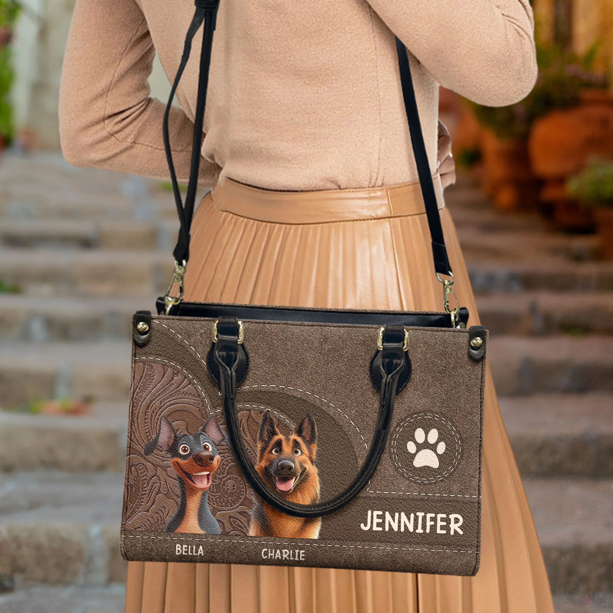 Cute Dog - Dog Mom - Personalized Leather Bag - Image 3