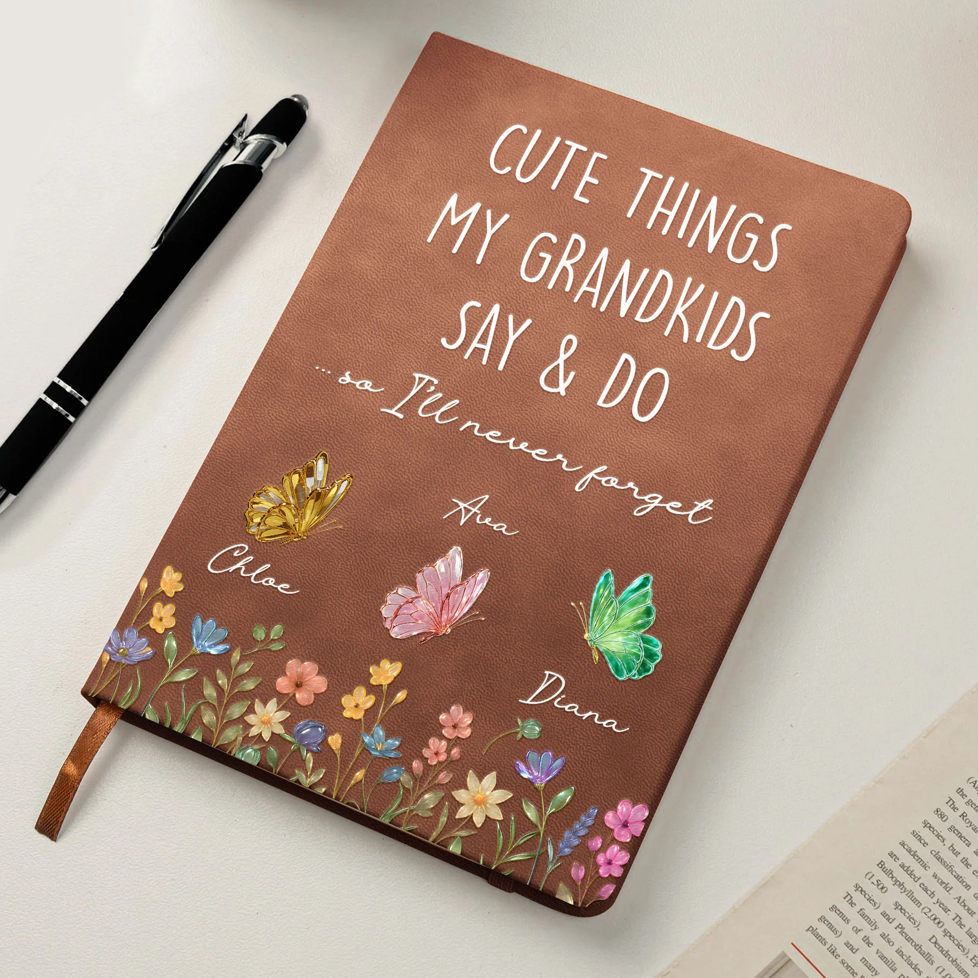 Cute Things My Grandkids Say & Do So I’ll Never Forget - Personalized Leather Journal - Image 4