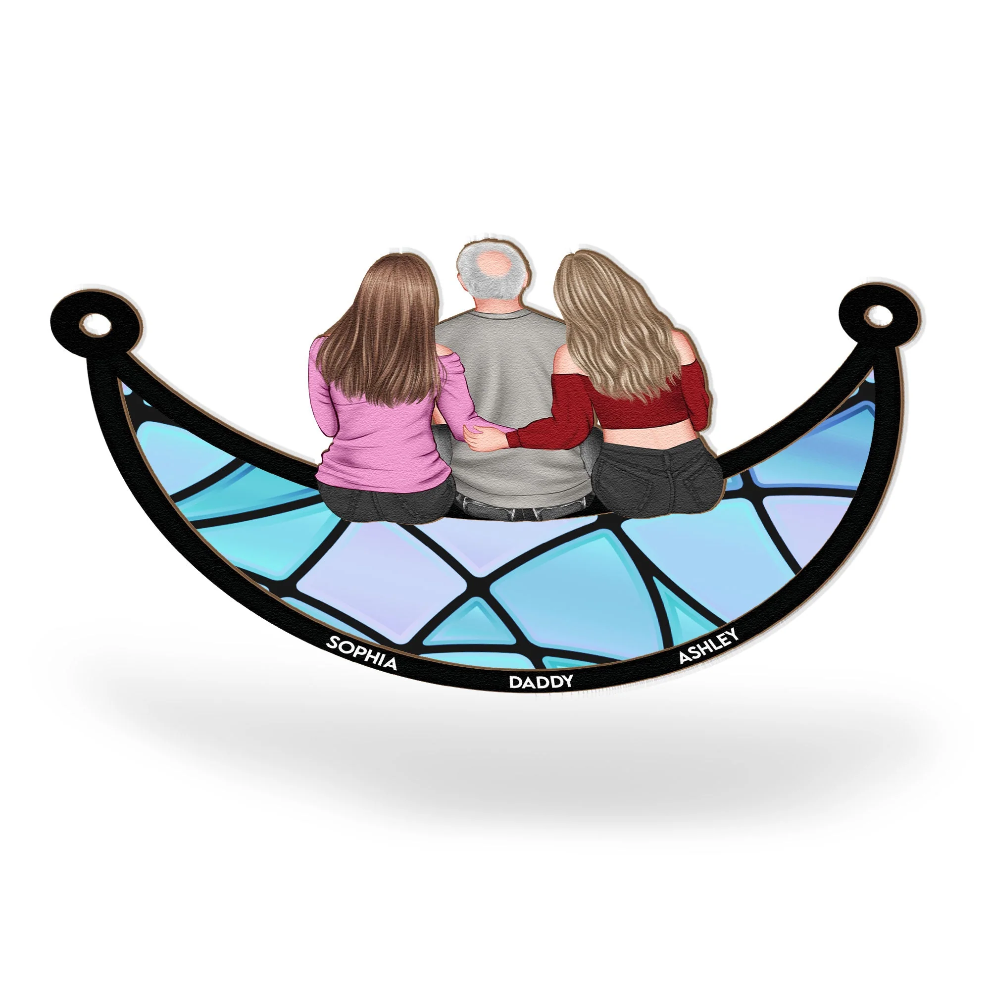 Dad And Children - Personalized Window Hanging Suncatcher Ornament - Image 4
