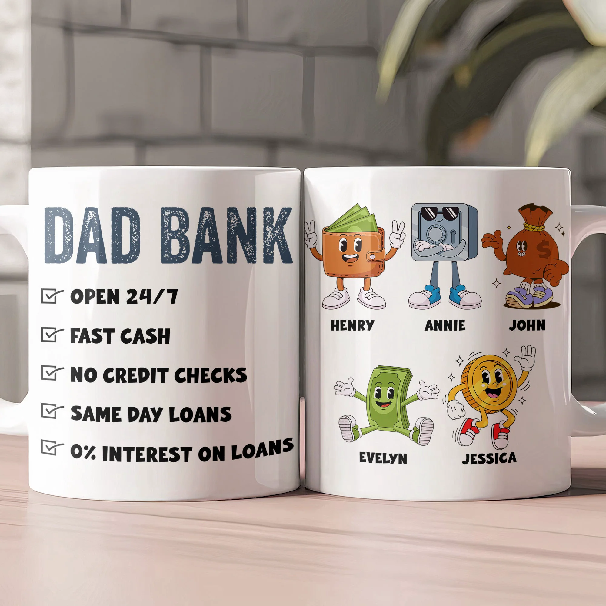 Dad Bank Funny Dad - Dad Joke Father's Day Gift - Personalized Mug - Image 2