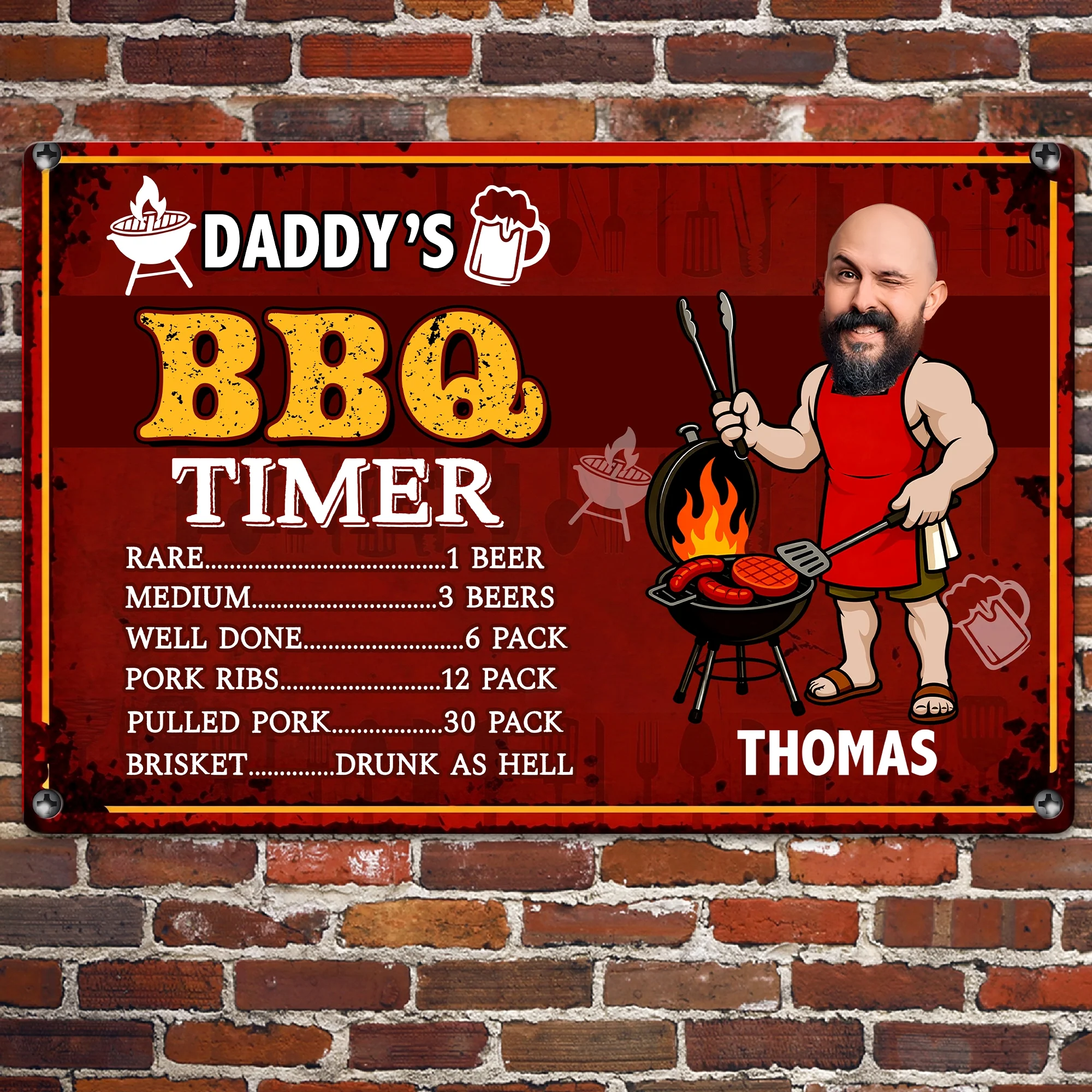 Dad BBQ Grill - Funny Father's Day Gift - Personalized Metal Sign - Image 4