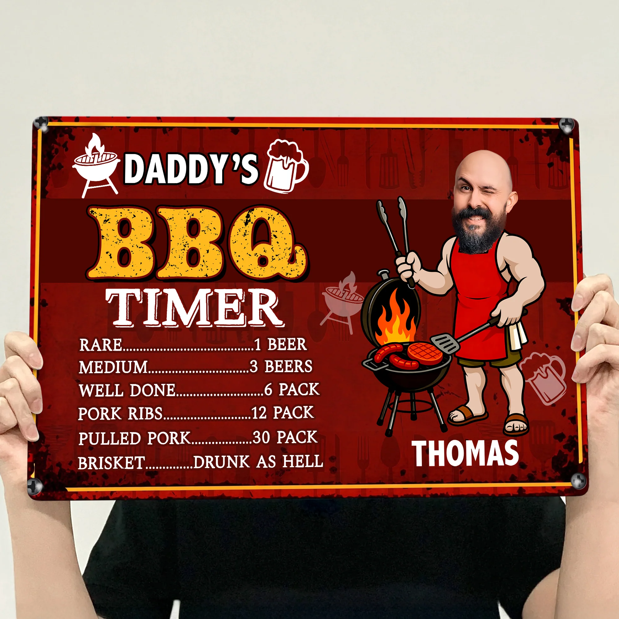 Dad BBQ Grill - Funny Father's Day Gift - Personalized Metal Sign - Image 5