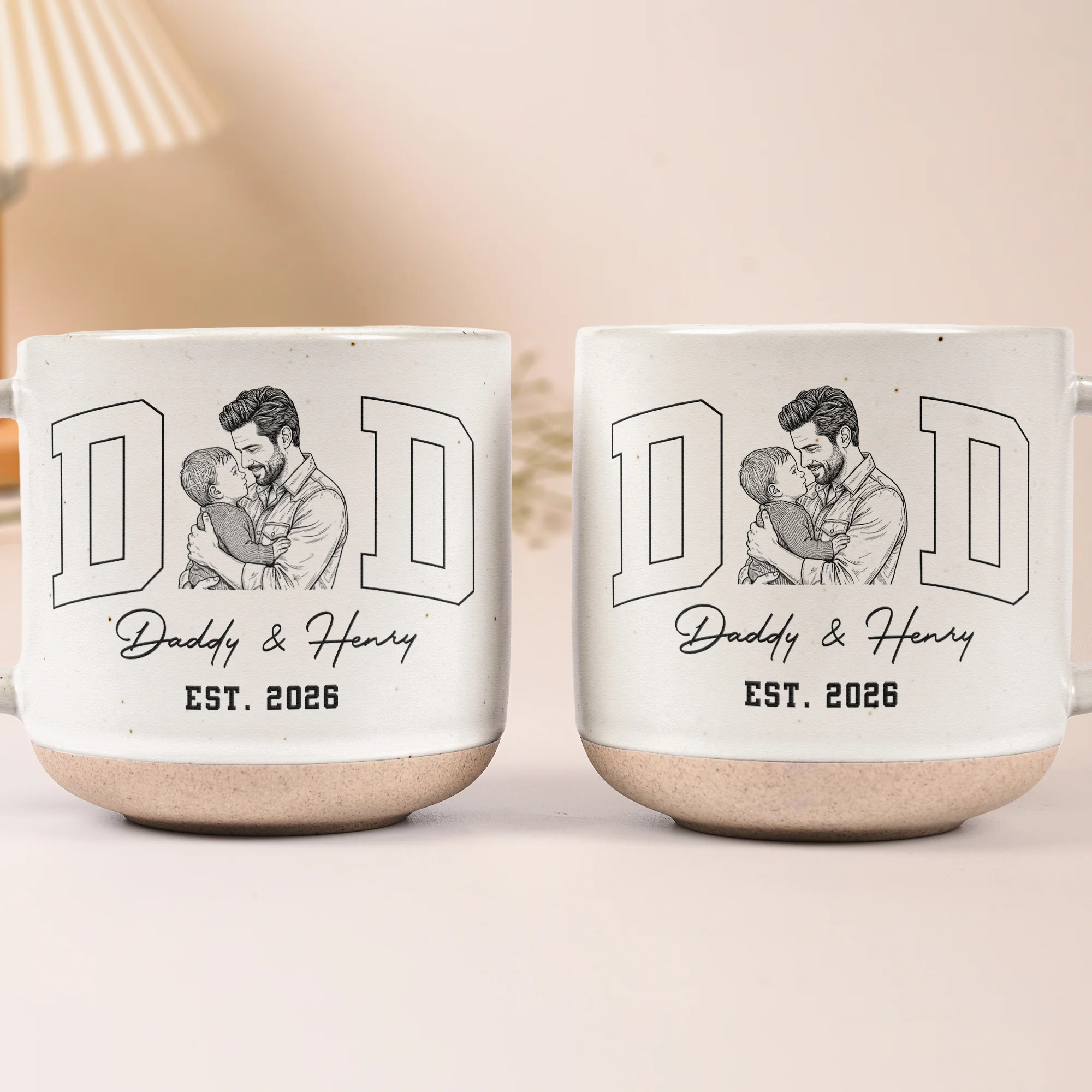 Dad Est Custom Photo Sketch Line Art Father's Day Gift For Husband, Dad - Personalized Mug - Image 6
