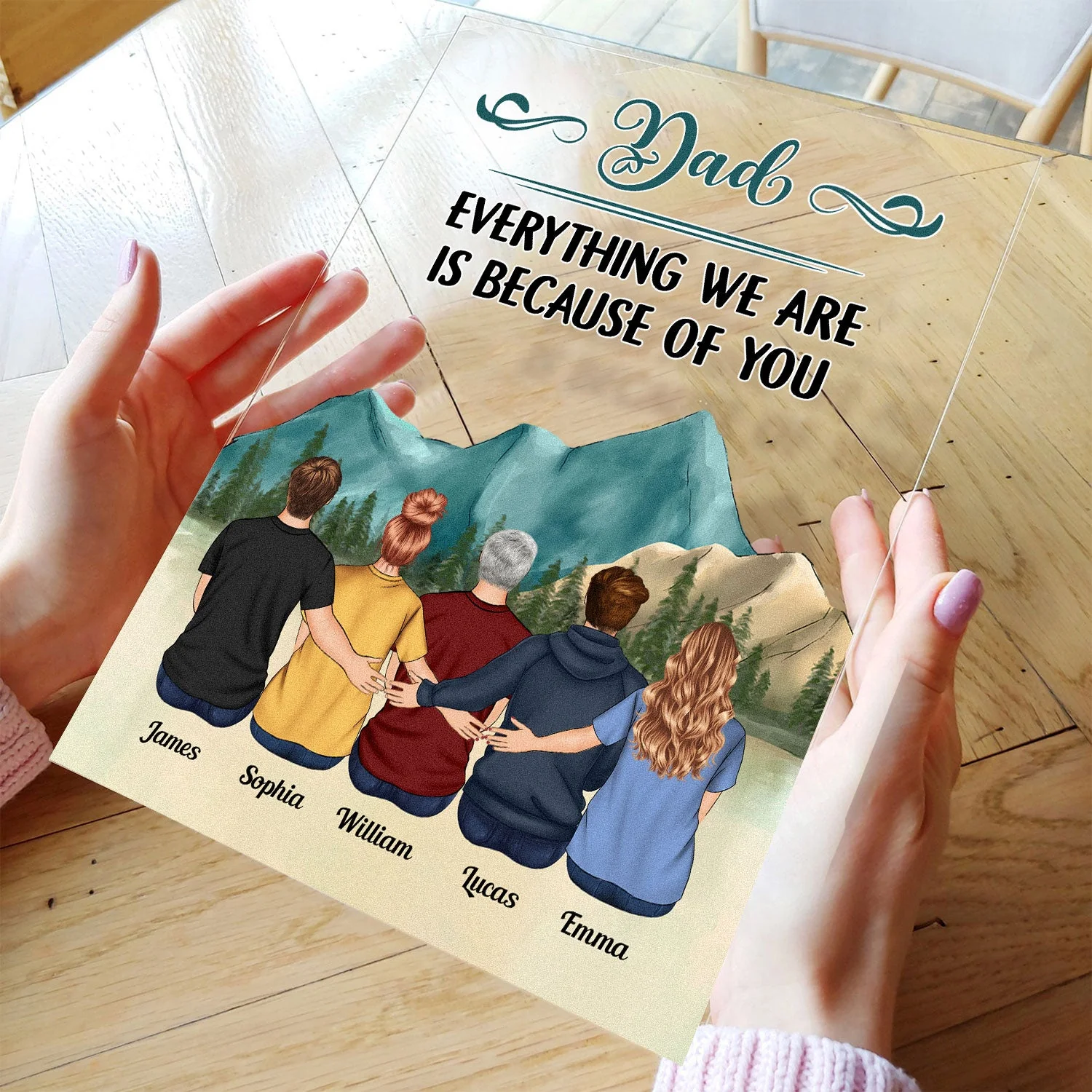 Dad, Everything We Are Because Of You - Personalized Acrylic Plaque - Image 3