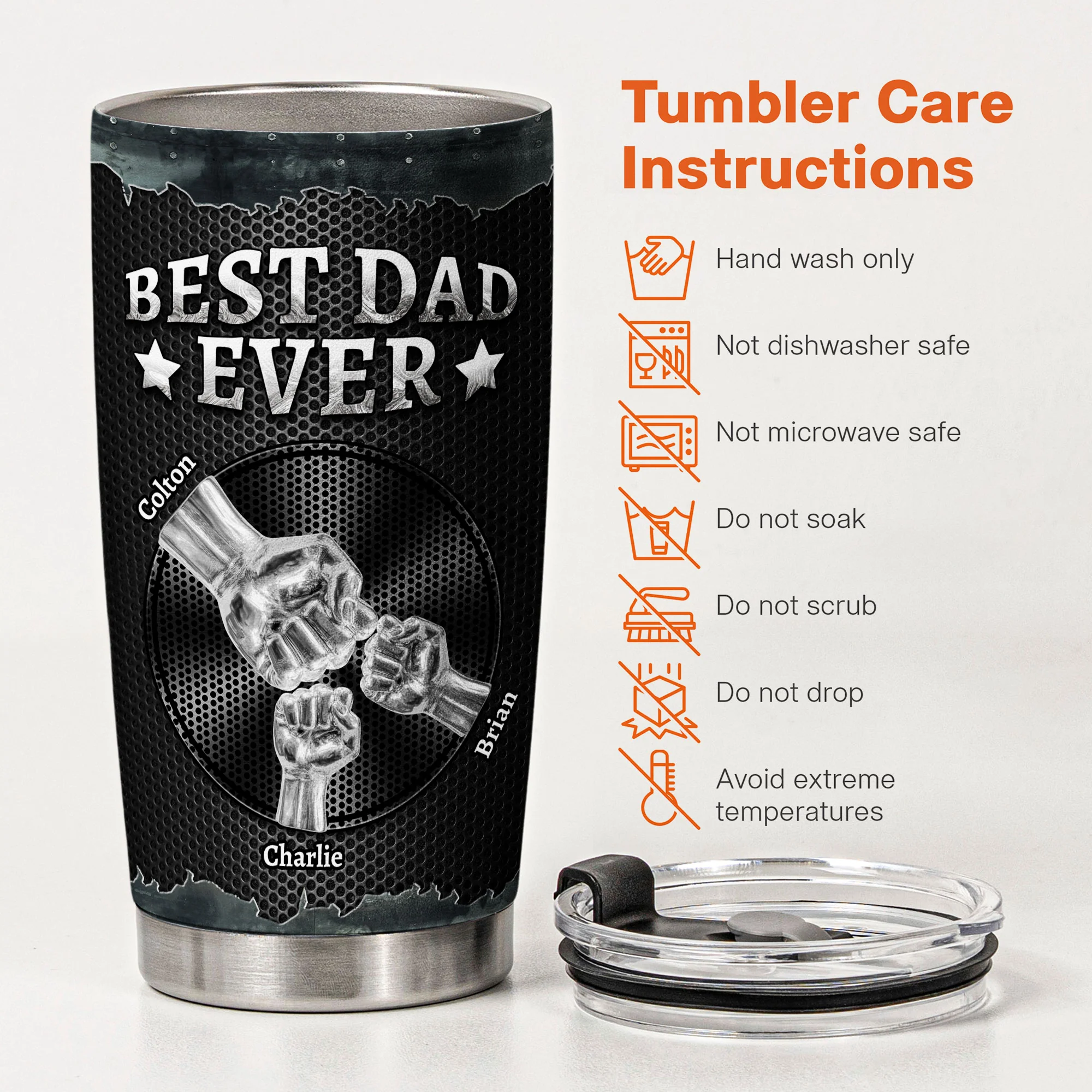 Dad Fist Bump Metal Art - Personalized Tumbler - Image 5