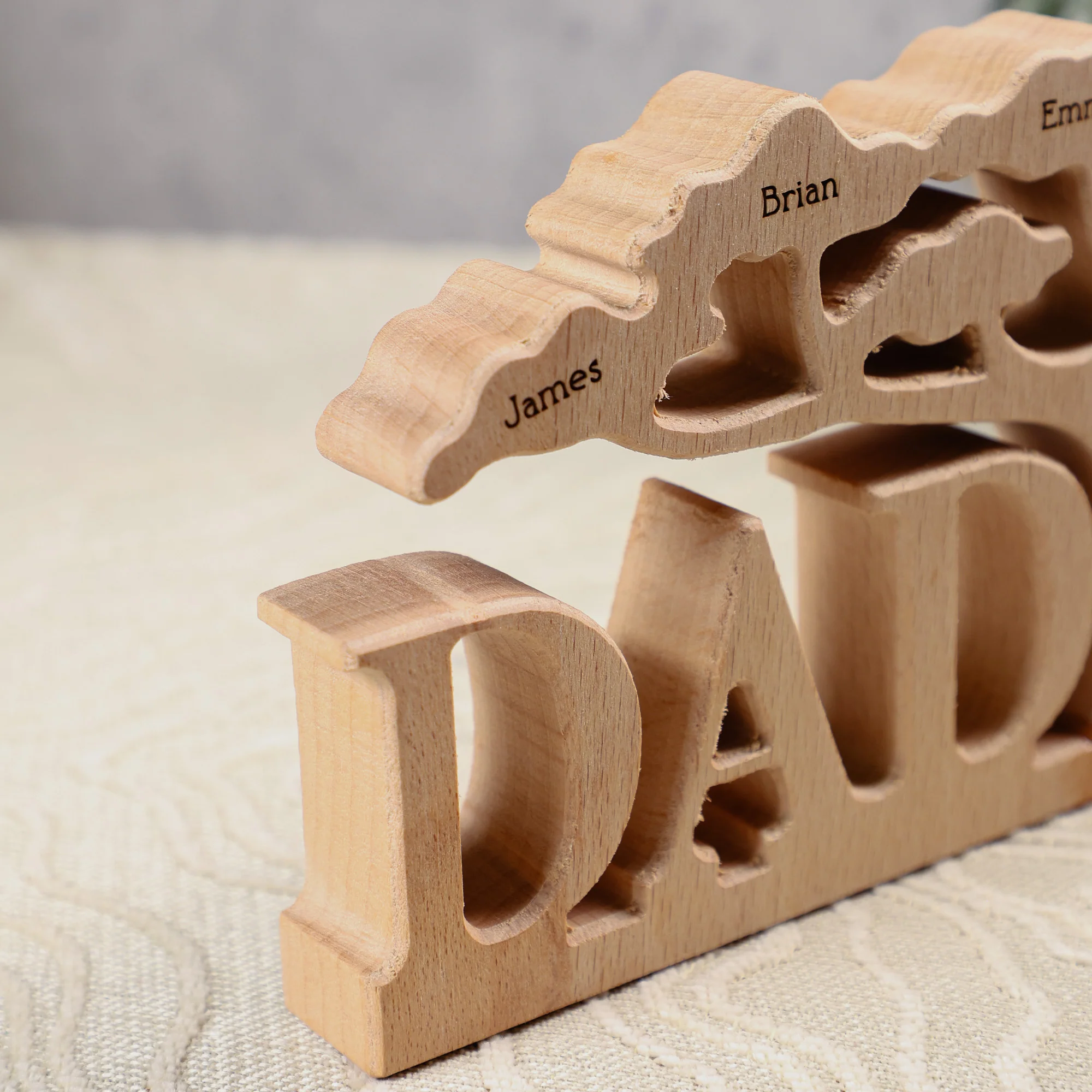 Dad Grandpa Tree Custom-Engraved Names - Personalized Wood Carving Plaque - Image 4