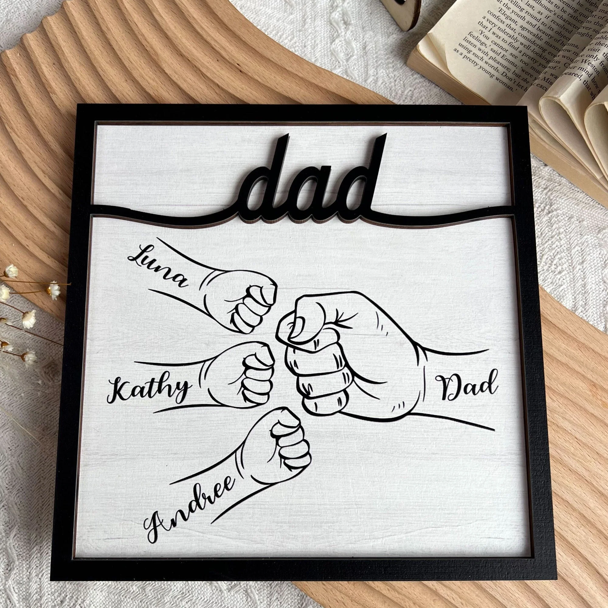Dad Hand Bumps - Personalized Wooden Plaque - Image 4