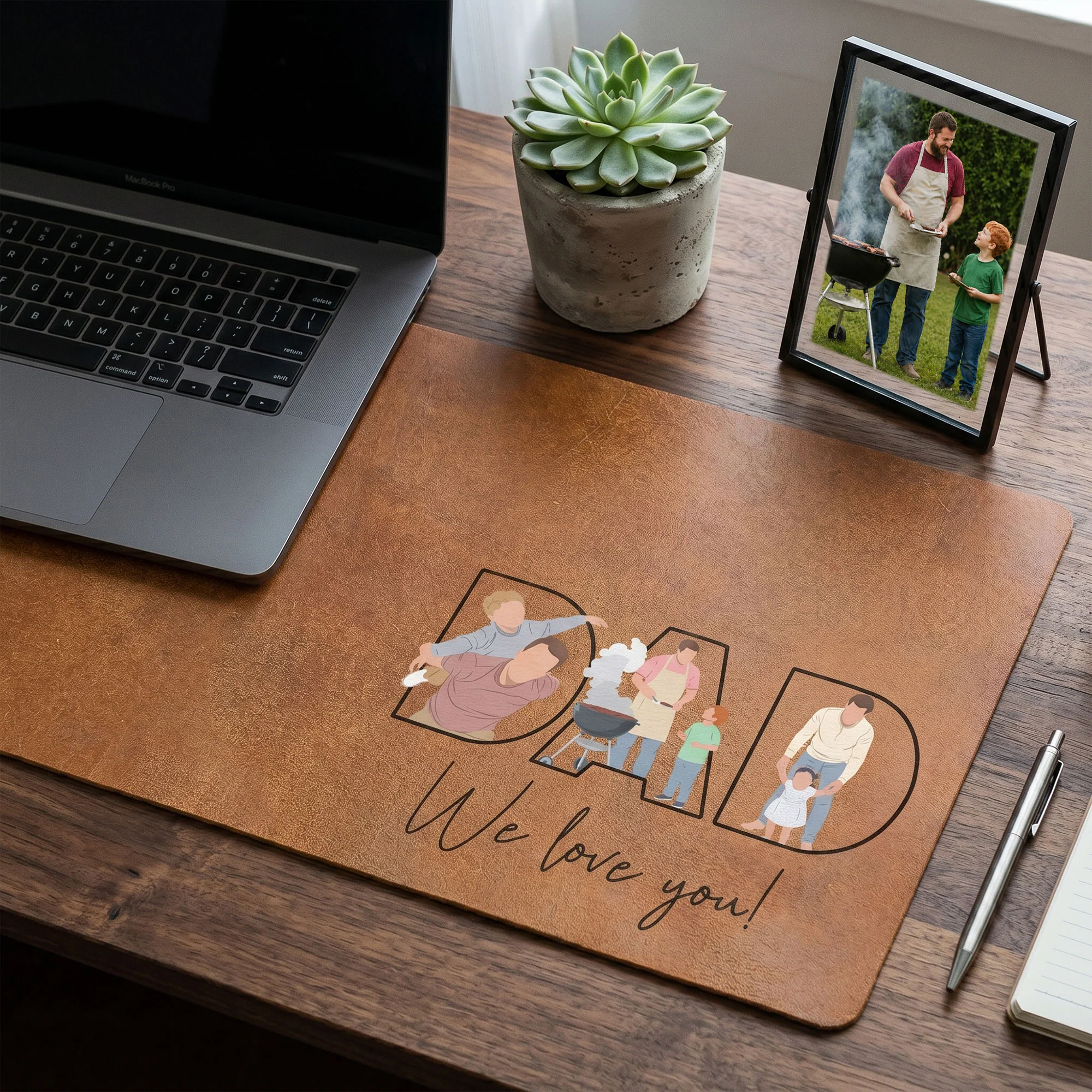 Dad, Mom - Custom Faceless Photo Illustration Art - Personalized Desk Mat - Image 5