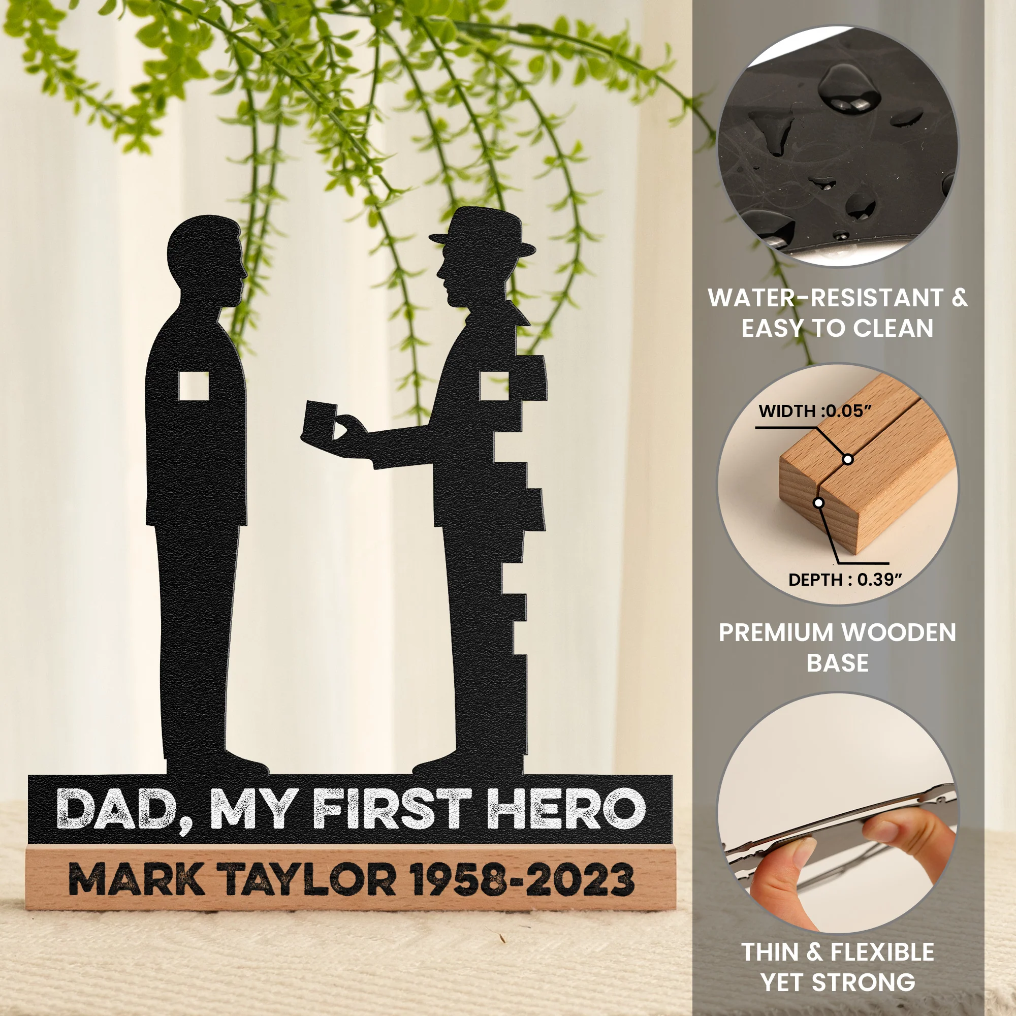 Dad, My First Hero - Personalized Metal Desk Silhouette Sculpture - Image 4