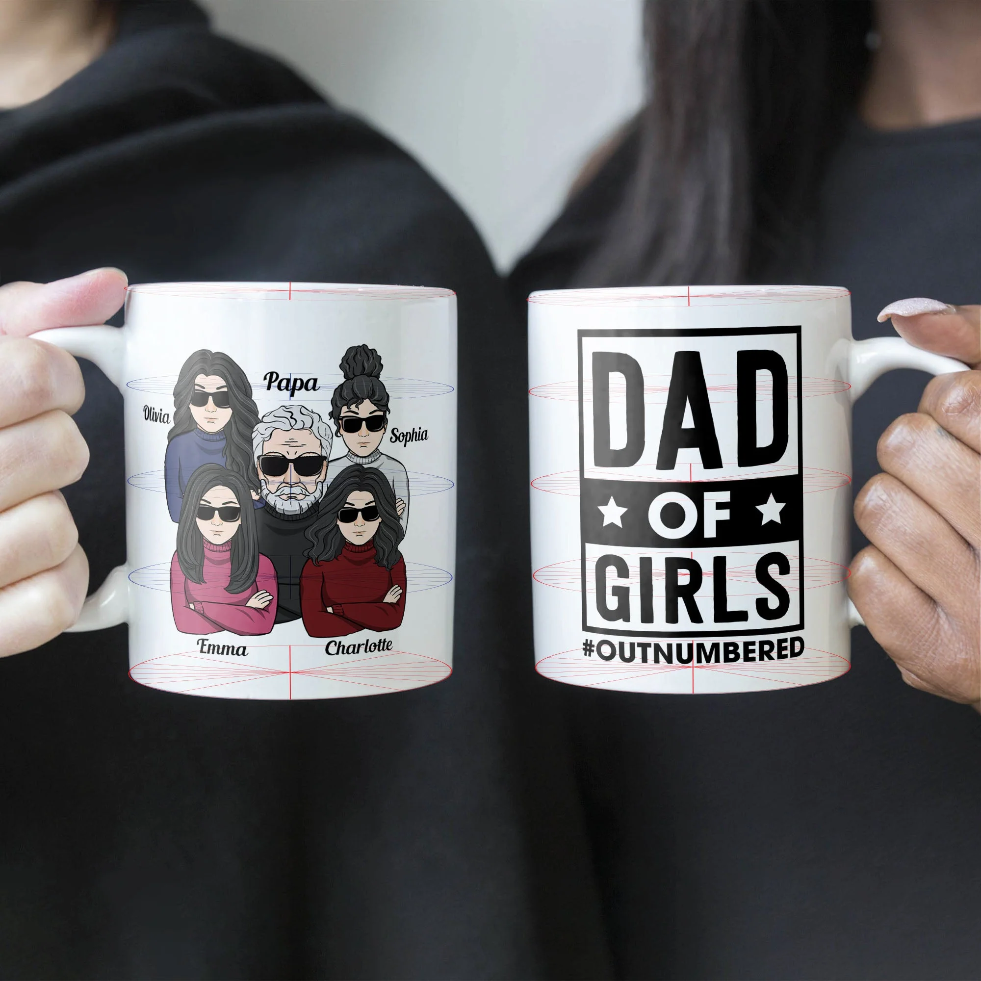 Dad Of Girls #Outnumbered - Personalized Mug - Birthday, Christmas Gift For Father, Daddy, Dad, Girl Dad - Image 3