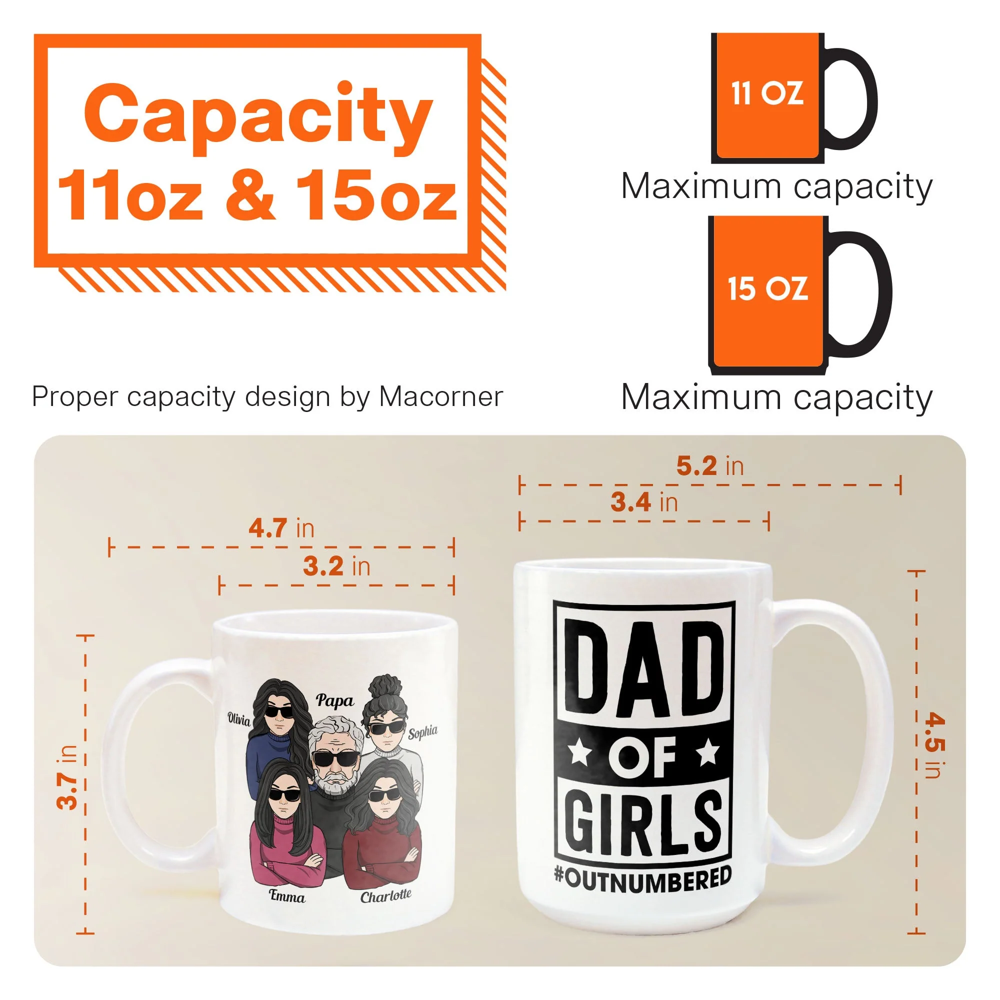 Dad Of Girls #Outnumbered - Personalized Mug - Birthday, Christmas Gift For Father, Daddy, Dad, Girl Dad - Image 7