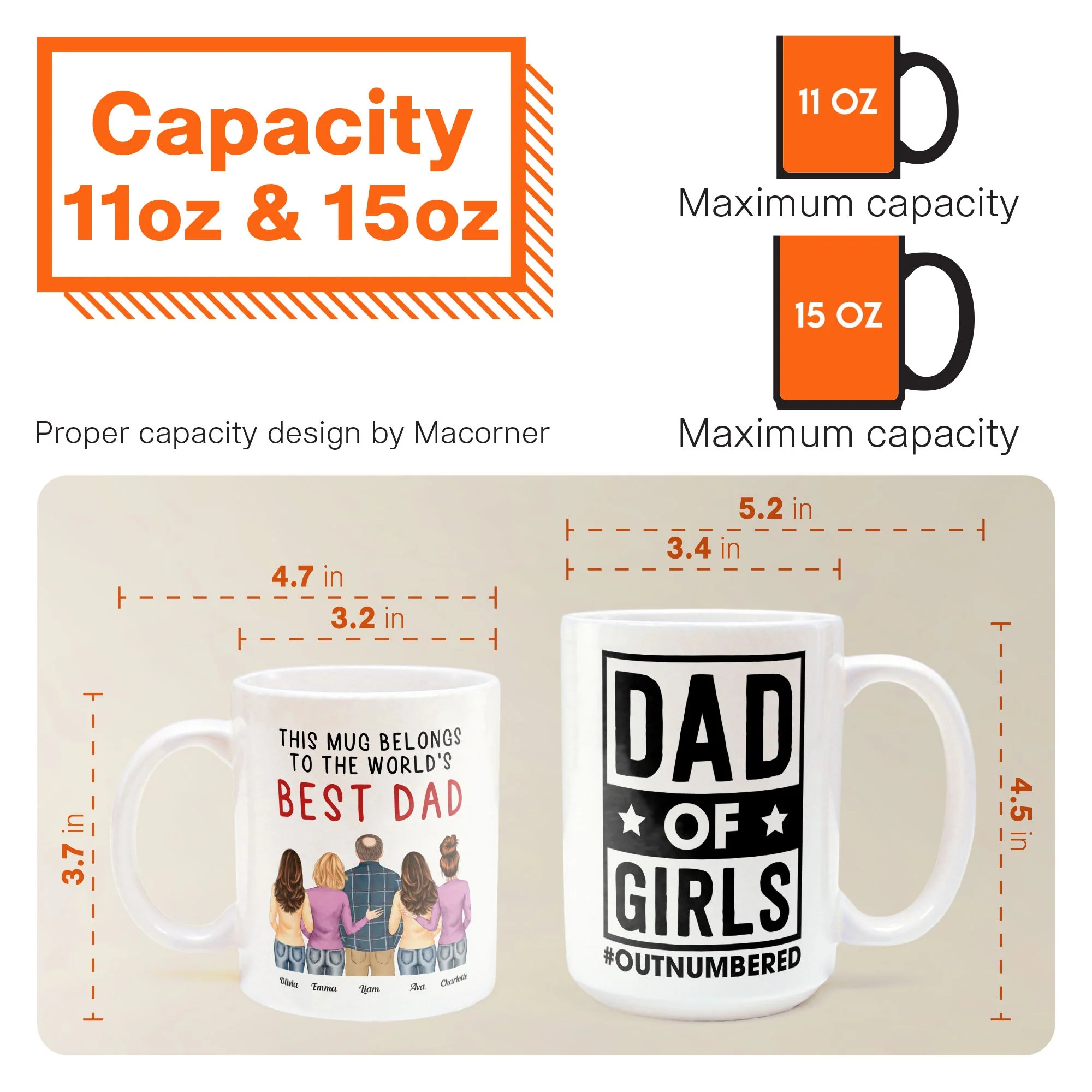 Dad Of Girls #Outnumbered - Personalized Mug - Christmas Birthday Gift For Dad - From Son, Daughter - Image 7