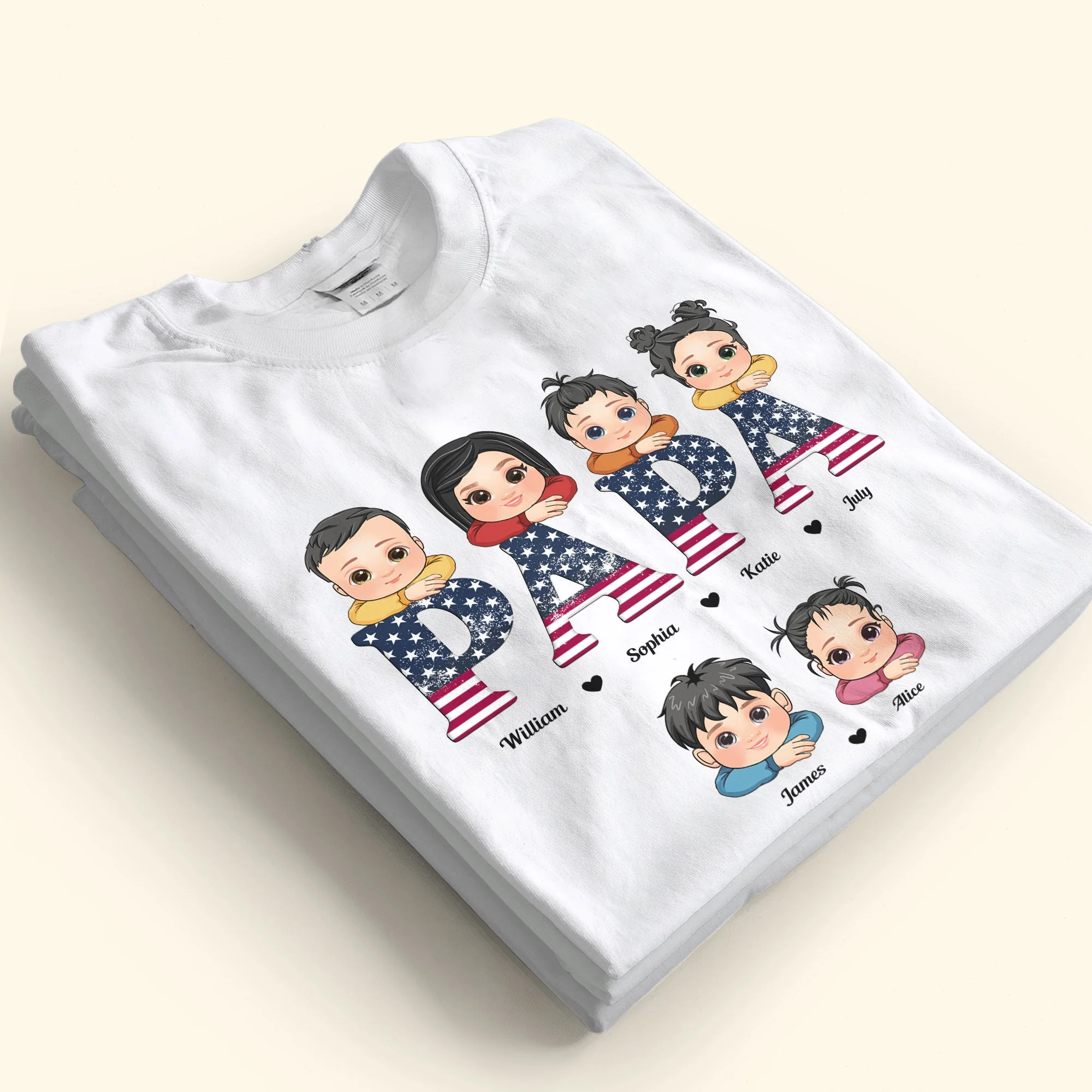 Dad Papa Vintage American Flag Happy 4th Of July - Personalized Shirt - Image 3