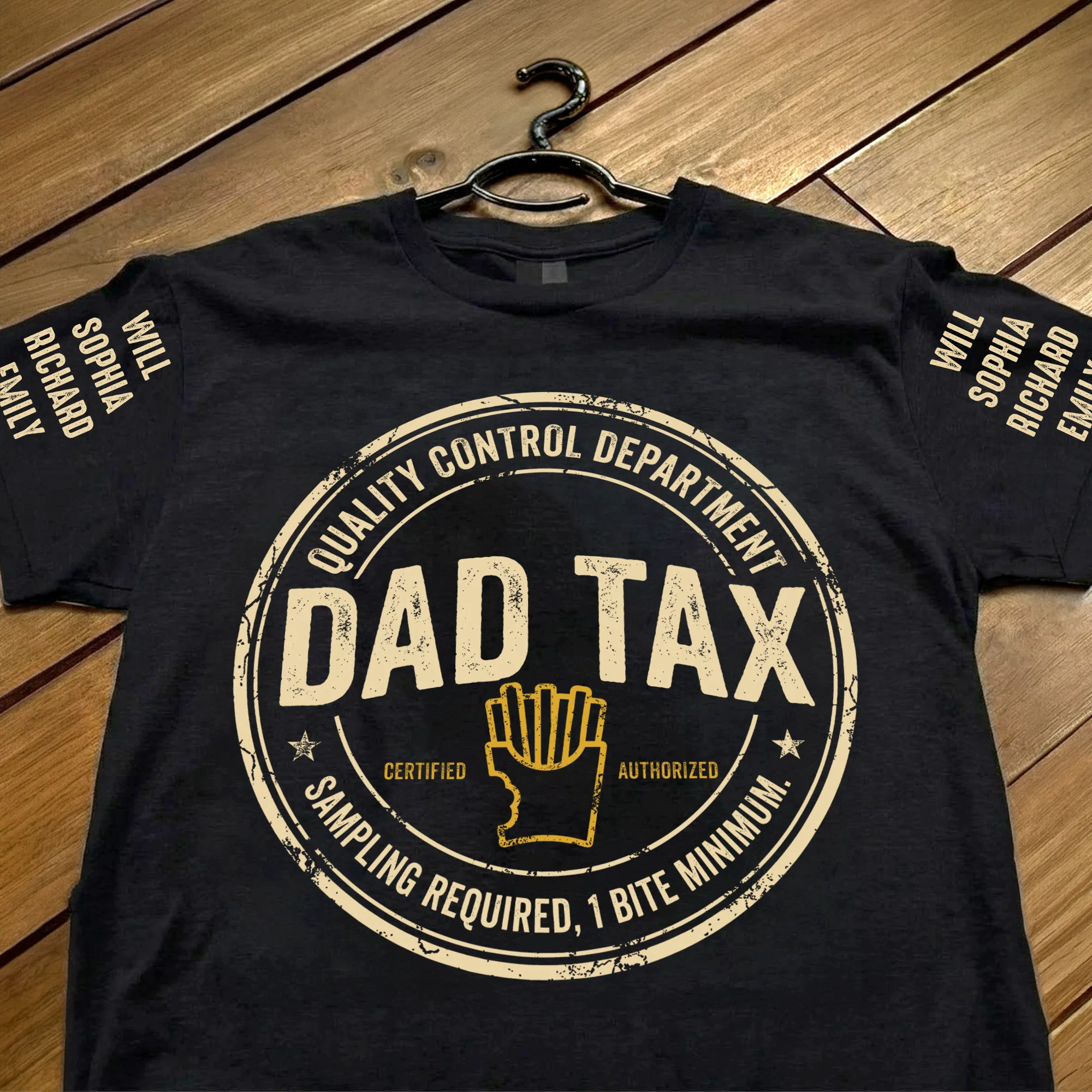 Dad Tax - Funny Father's Day Gift - With Kids' Name On Sleeves - Up To 10 Names - Personalized Shirt - Image 4