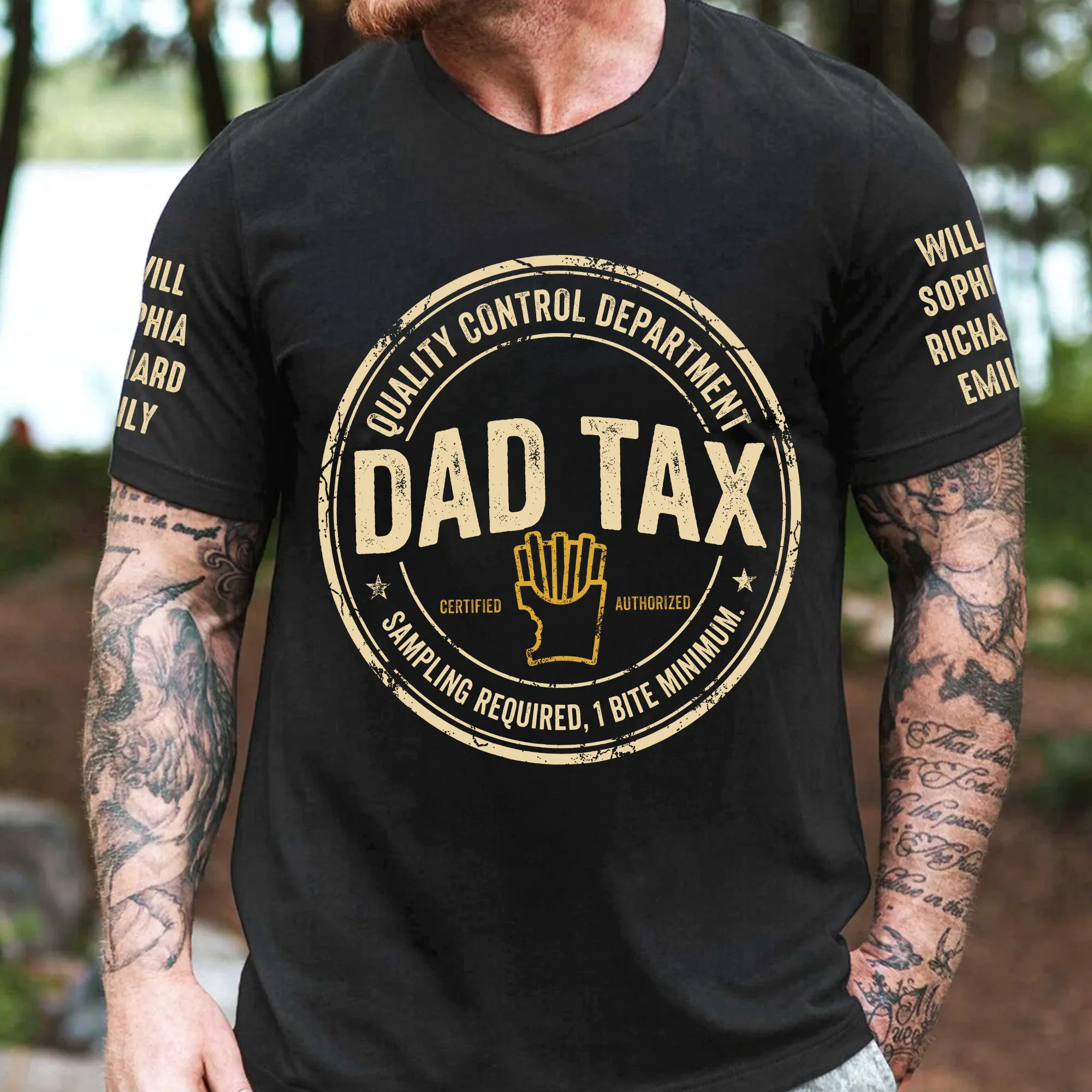 Dad Tax - Funny Father's Day Gift - With Kids' Name On Sleeves - Up To 10 Names - Personalized Shirt - Image 5