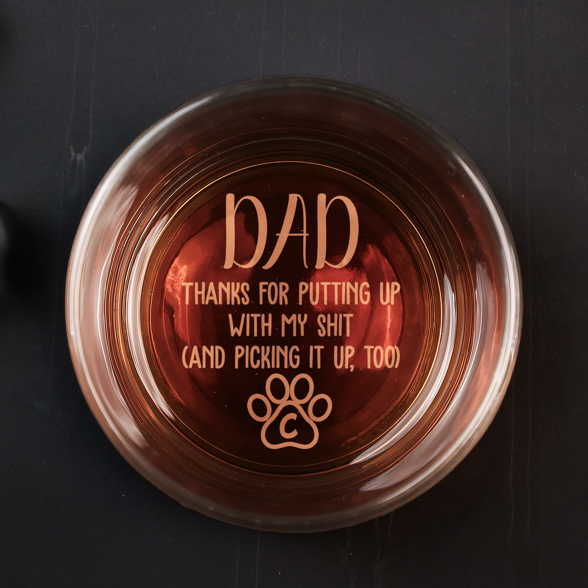 Dad Thanks For Putting Up With My S*** - Personalized Engraved Whiskey Glass - Image 2