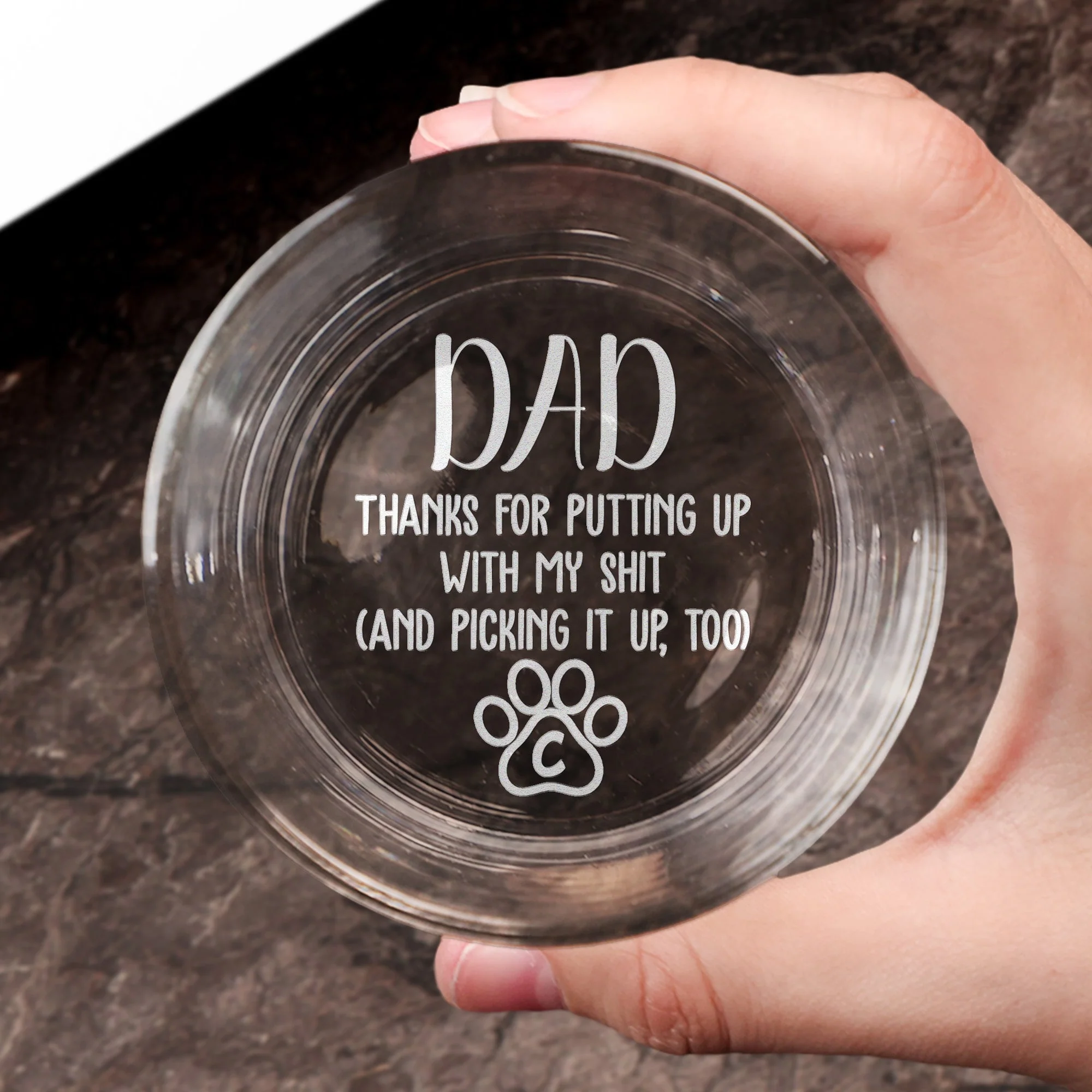 Dad Thanks For Putting Up With My S*** - Personalized Engraved Whiskey Glass - Image 4