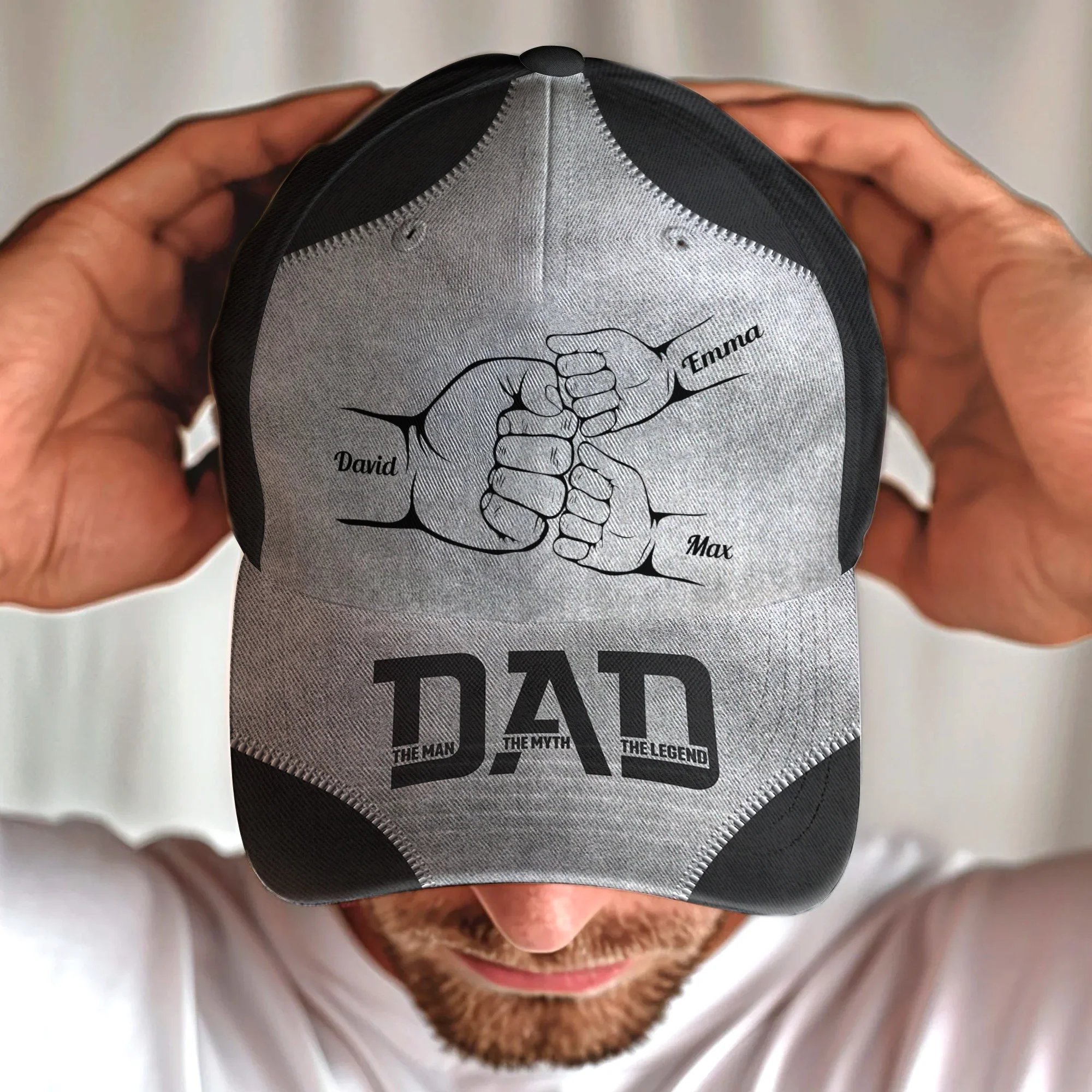 Dad The Man The Myth The Legend First Bump - Personalized Classic Cap - Image 2