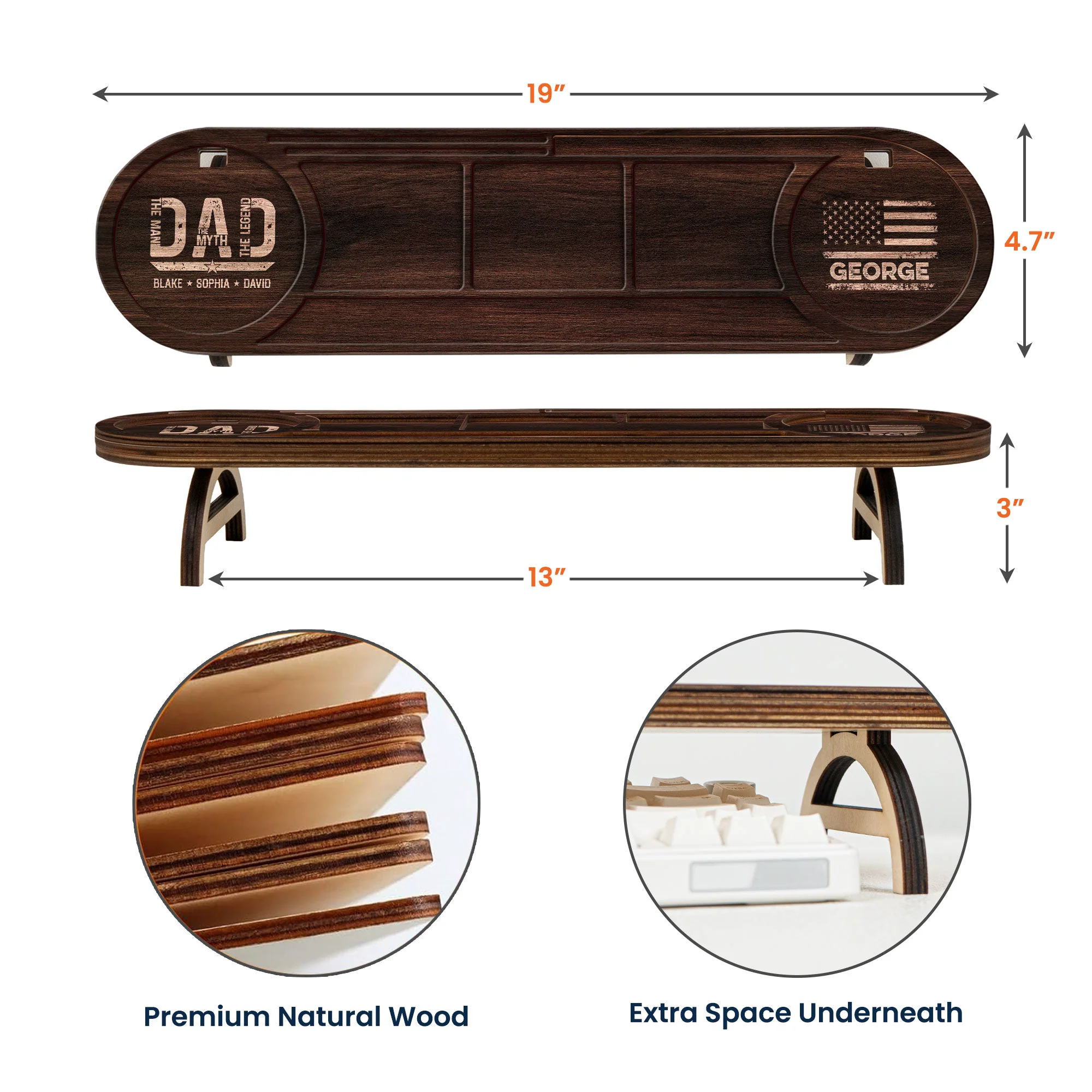 Dad The Man The Myth The Legend - Personalized Desk Organizer Tray - Image 4