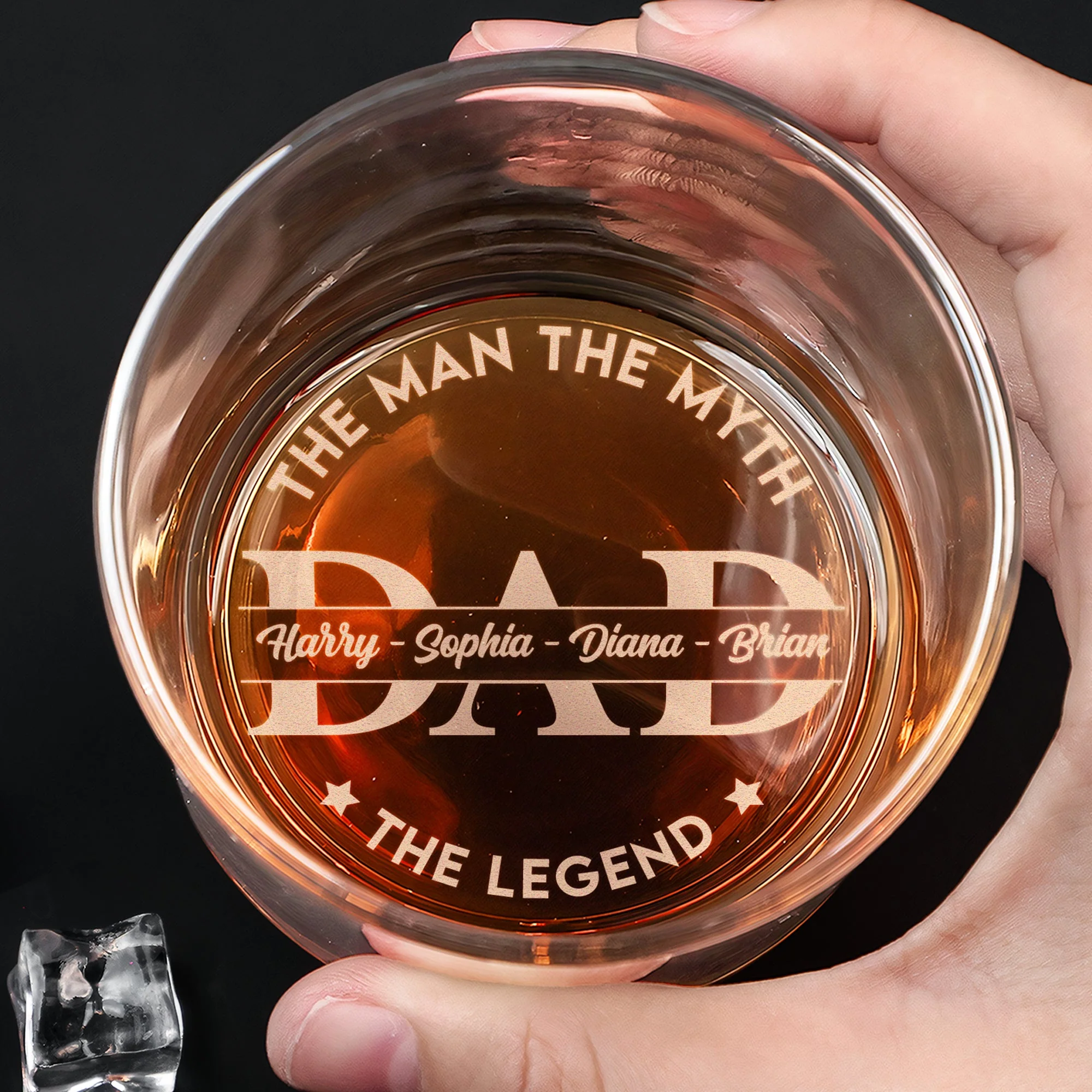 Dad The Man The Myth The Legend - Personalized Engraved Whiskey Glass - Image 3