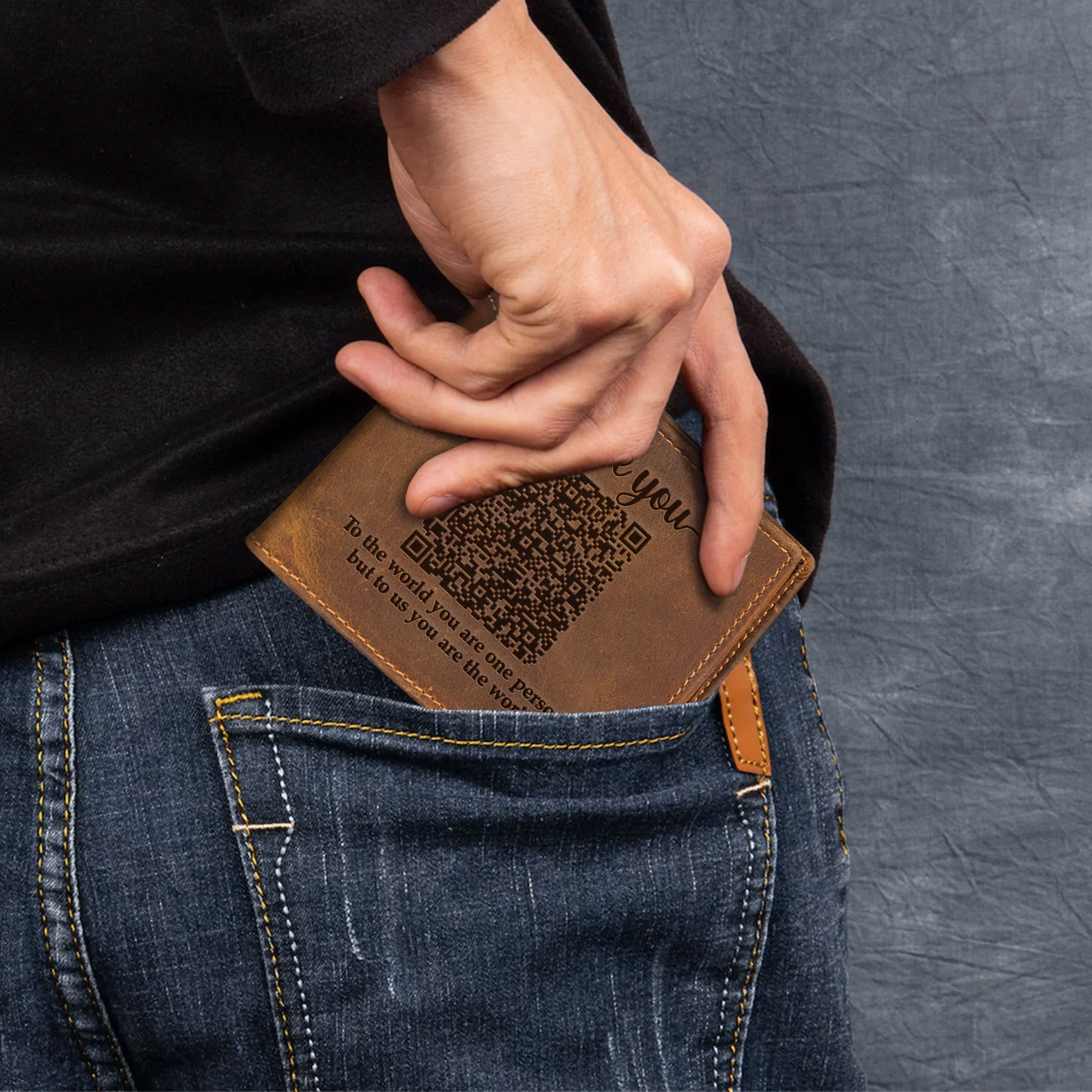 Dad To Us You Are The World - Personalized Leather Wallet - Image 4