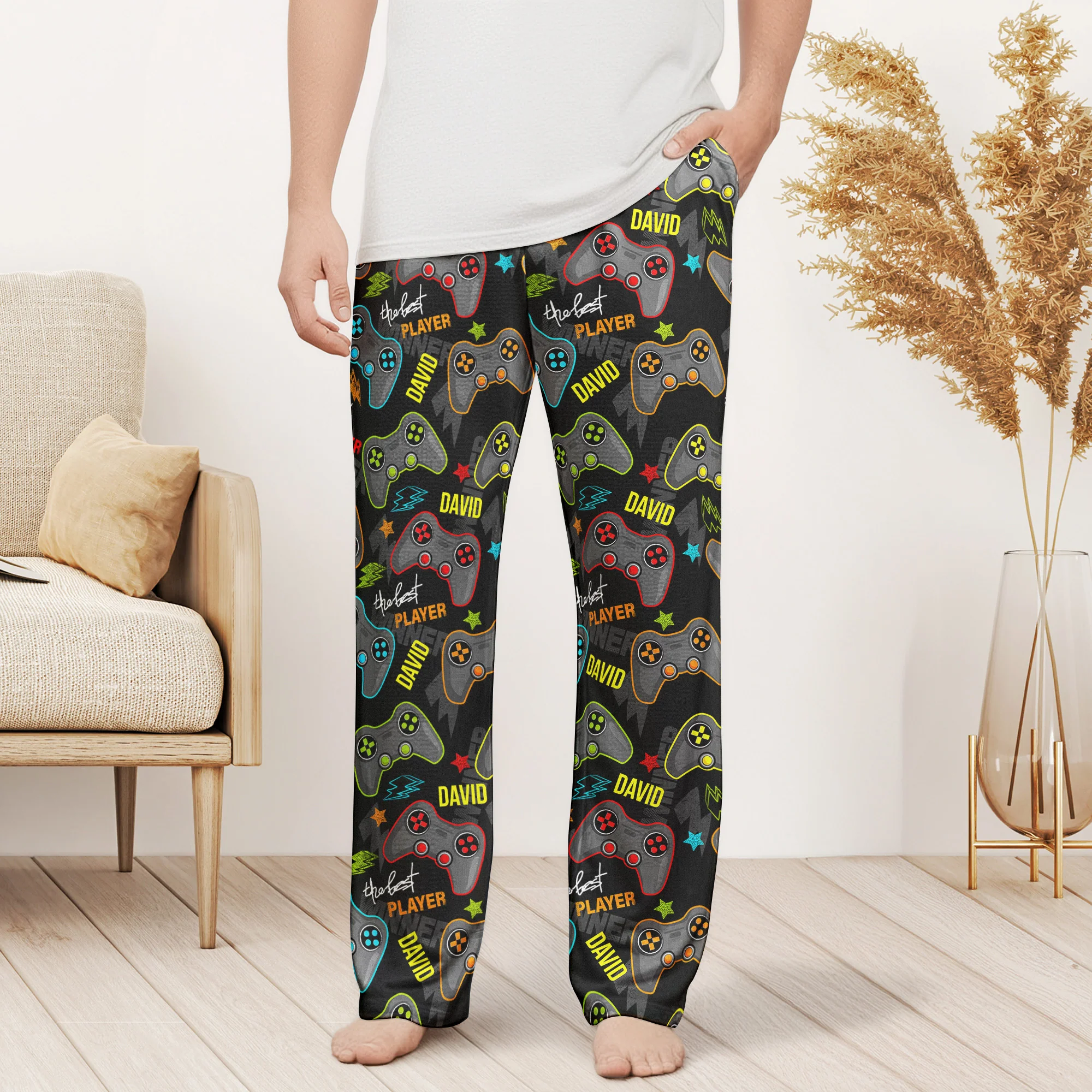 Daddy And Kid The Best Player - Personalized Sweatpants, Lounge Pants With Pockets - Image 2