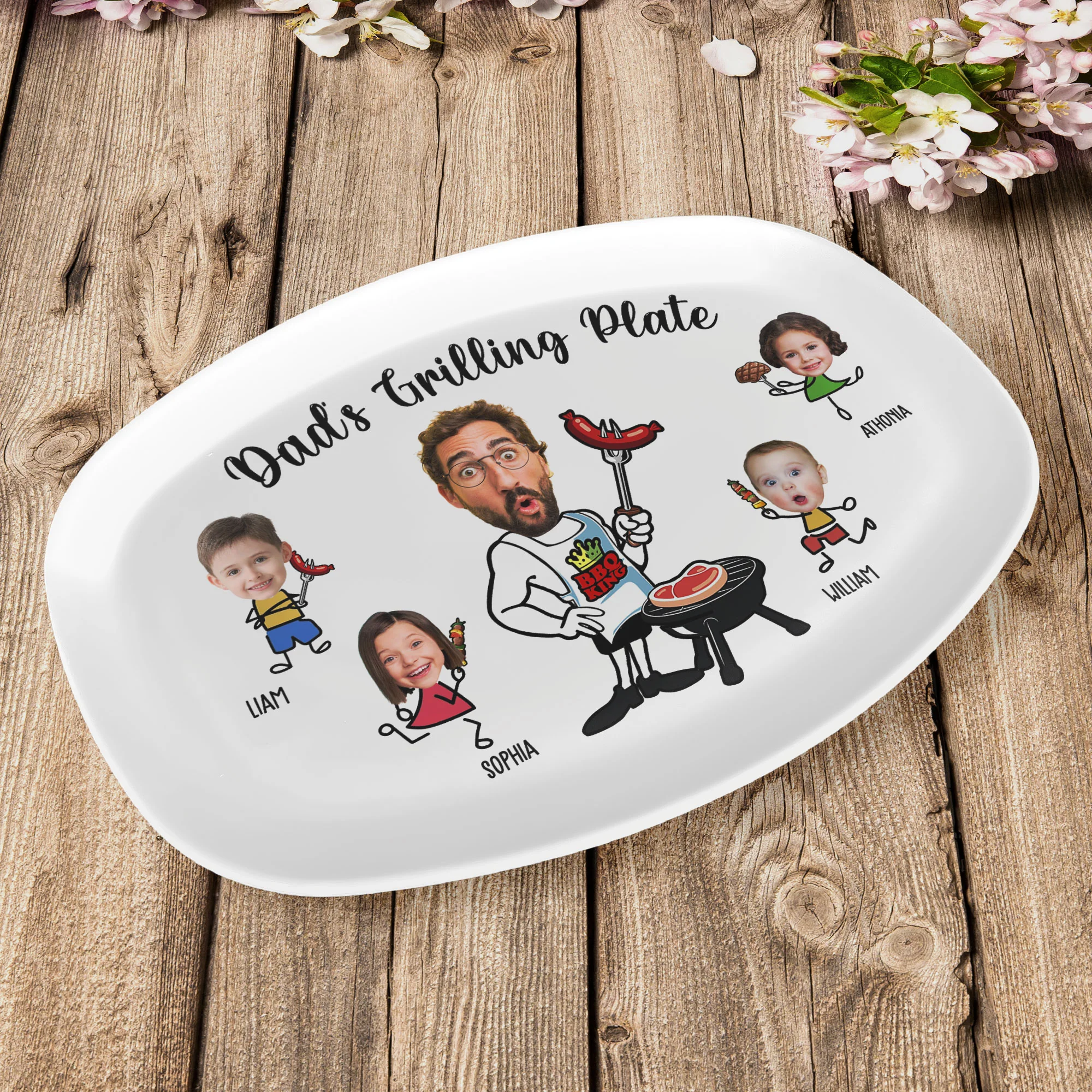 Daddy Grilling - Father's Day Gifts For Dad, Christmas Gift For Grandpa, Father - Personalized Photo Platter - Image 7
