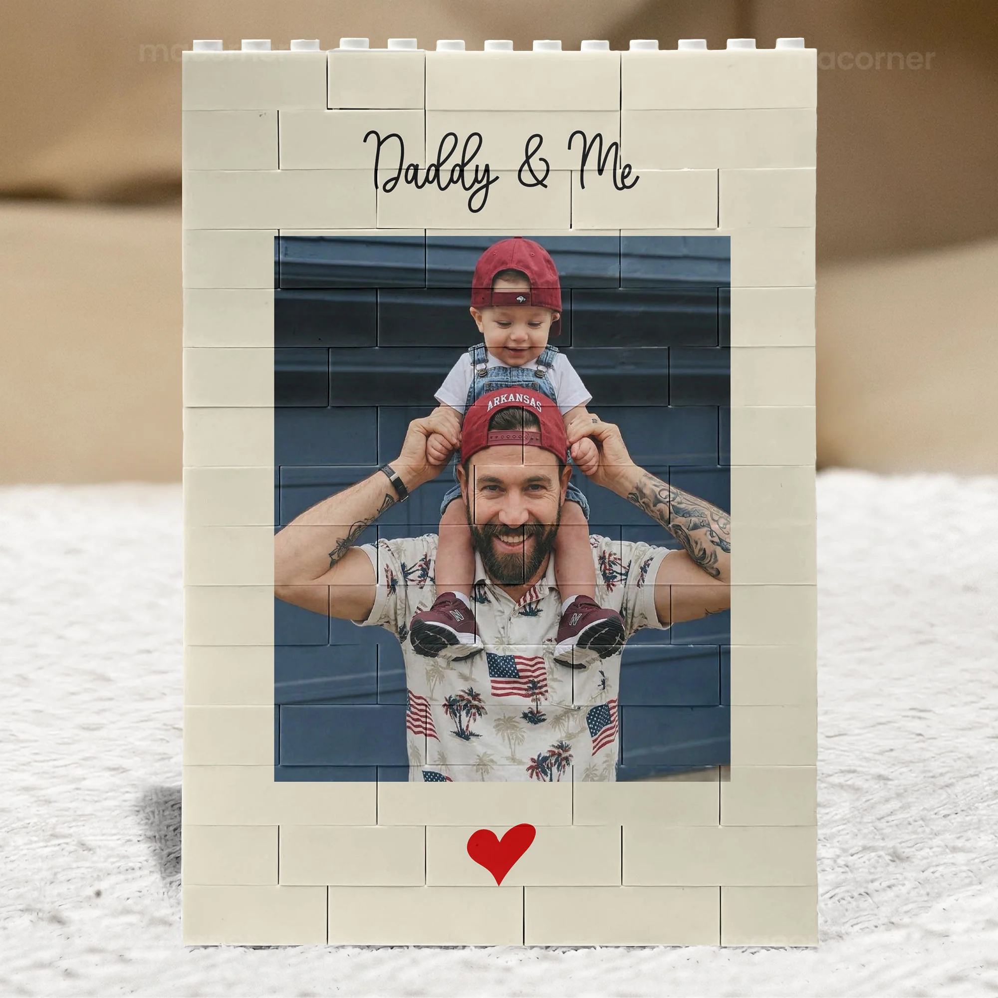 Daddy & Me Father's Day Gift For Dad, Husband - Personalized Rectangle Building Brick - Image 2