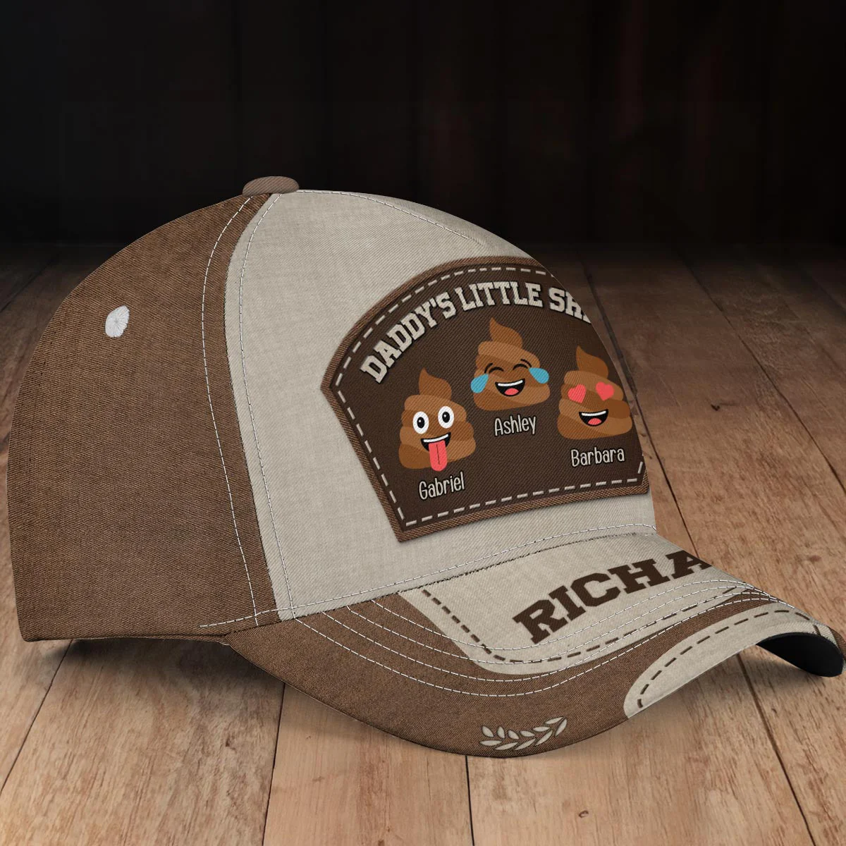 Daddy's Little Sh*ts Funny Gift For Dad Father's Day - Personalized Classic Cap - Image 6