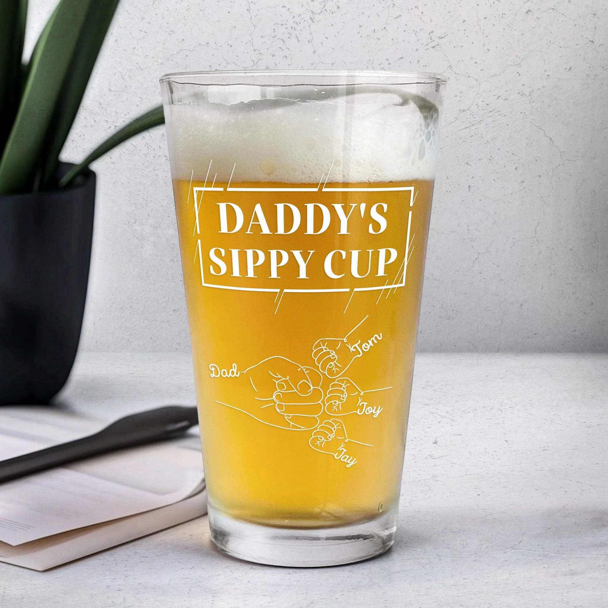 Daddy's Sippy Cup - Personalized Beer Glass - Image 4