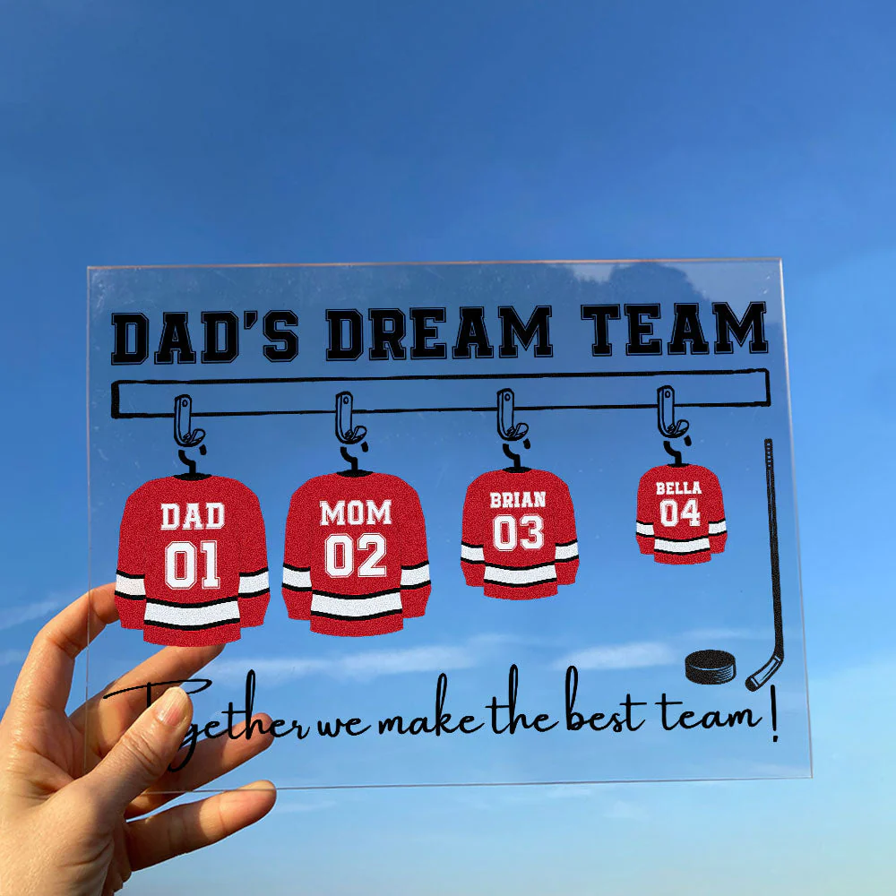 Dad's Dream Team - Personalized Acrylic Plaque - Father's Day, Birthday Gift For Hockey Father, Hockey Dad, Hockey Player - Image 4