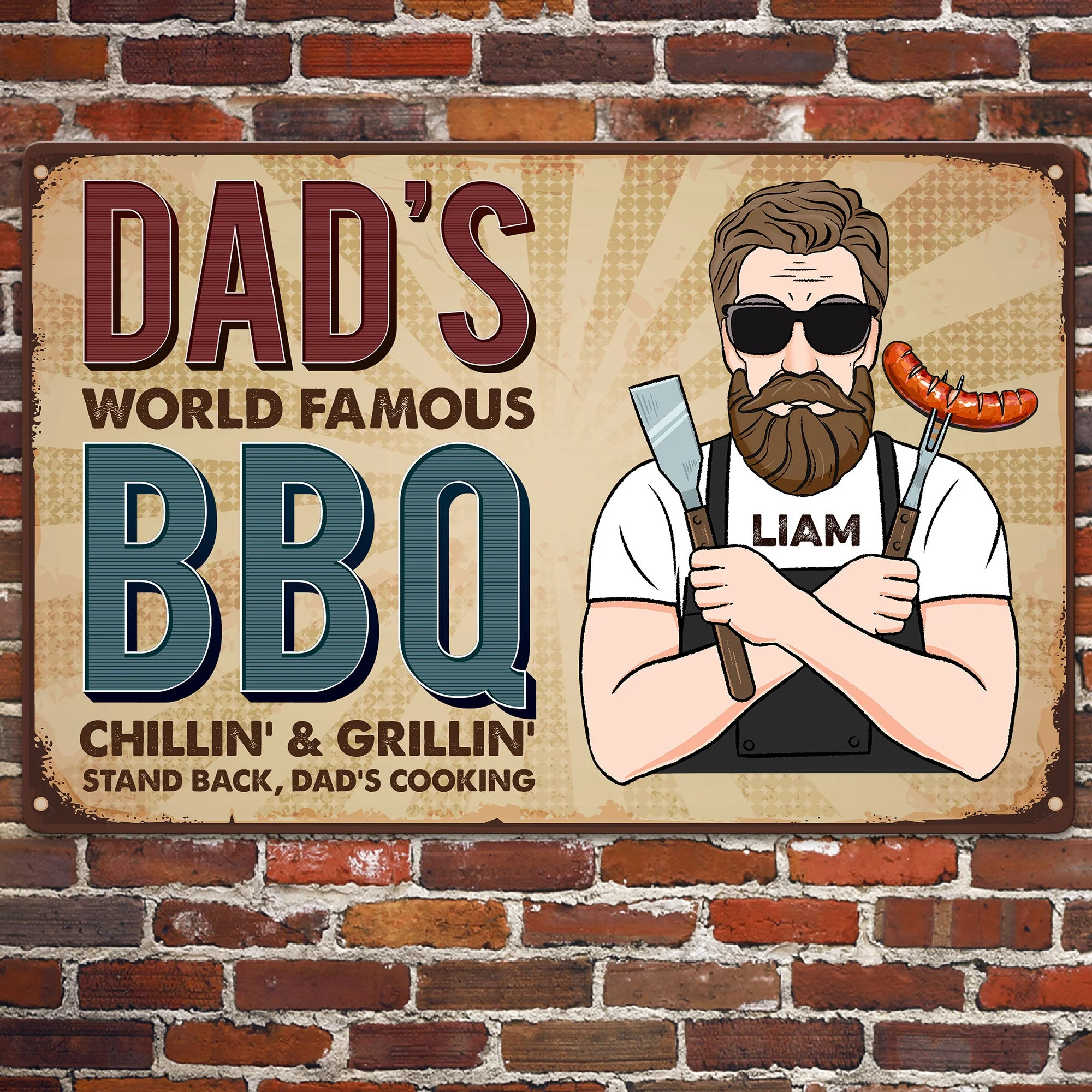 Dad's World Famous Bbq - Personalized Metal Sign - Image 2