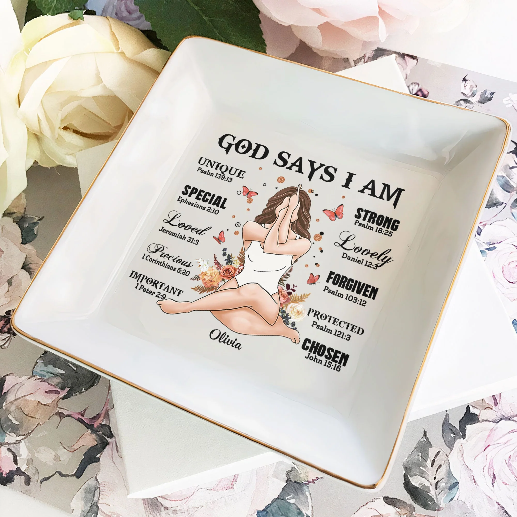 Daily Affirmation God Says I Am - Personalized Jewelry Dish - Image 2