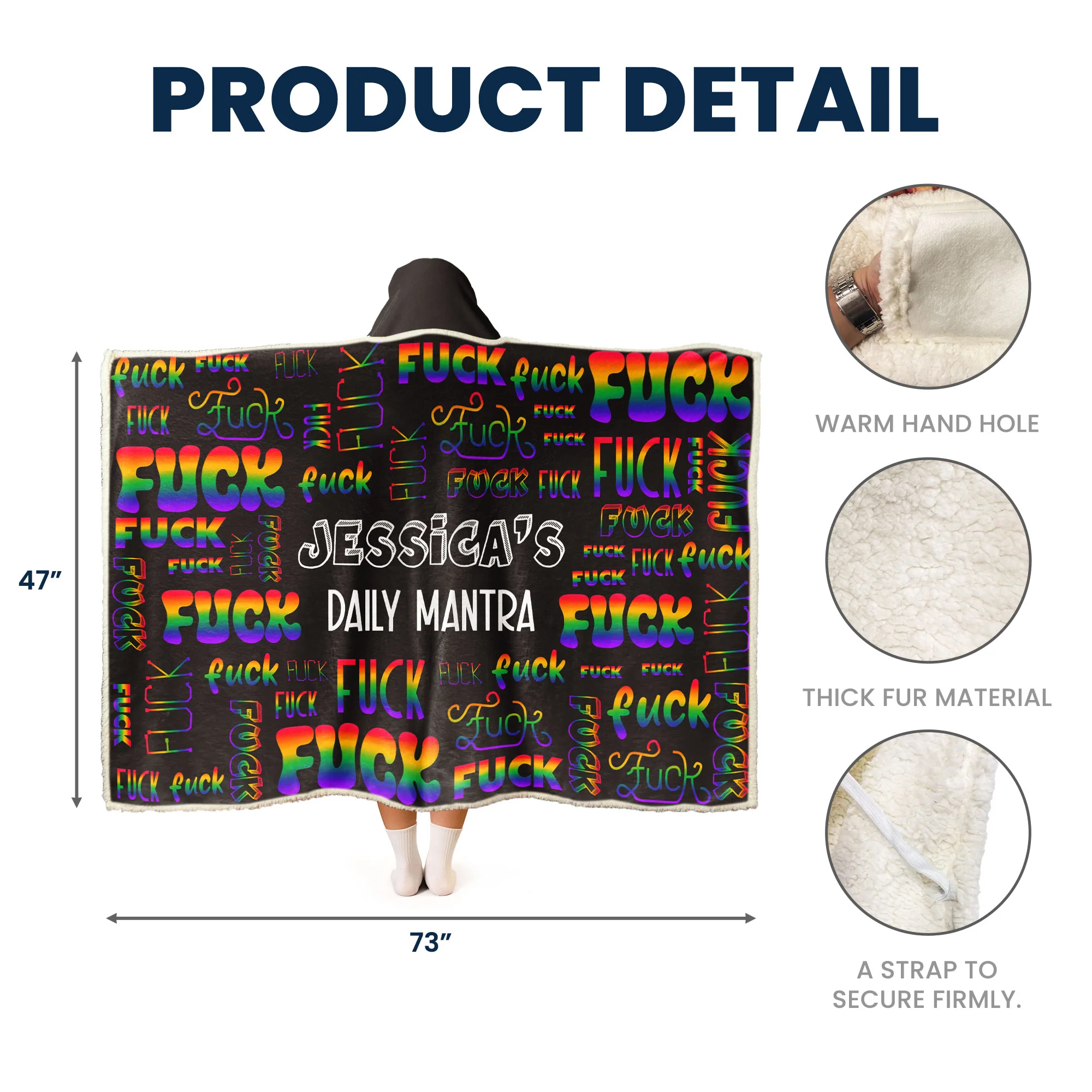 Daily Mantra - Personalized Wearable Blanket Hoodie - Image 5