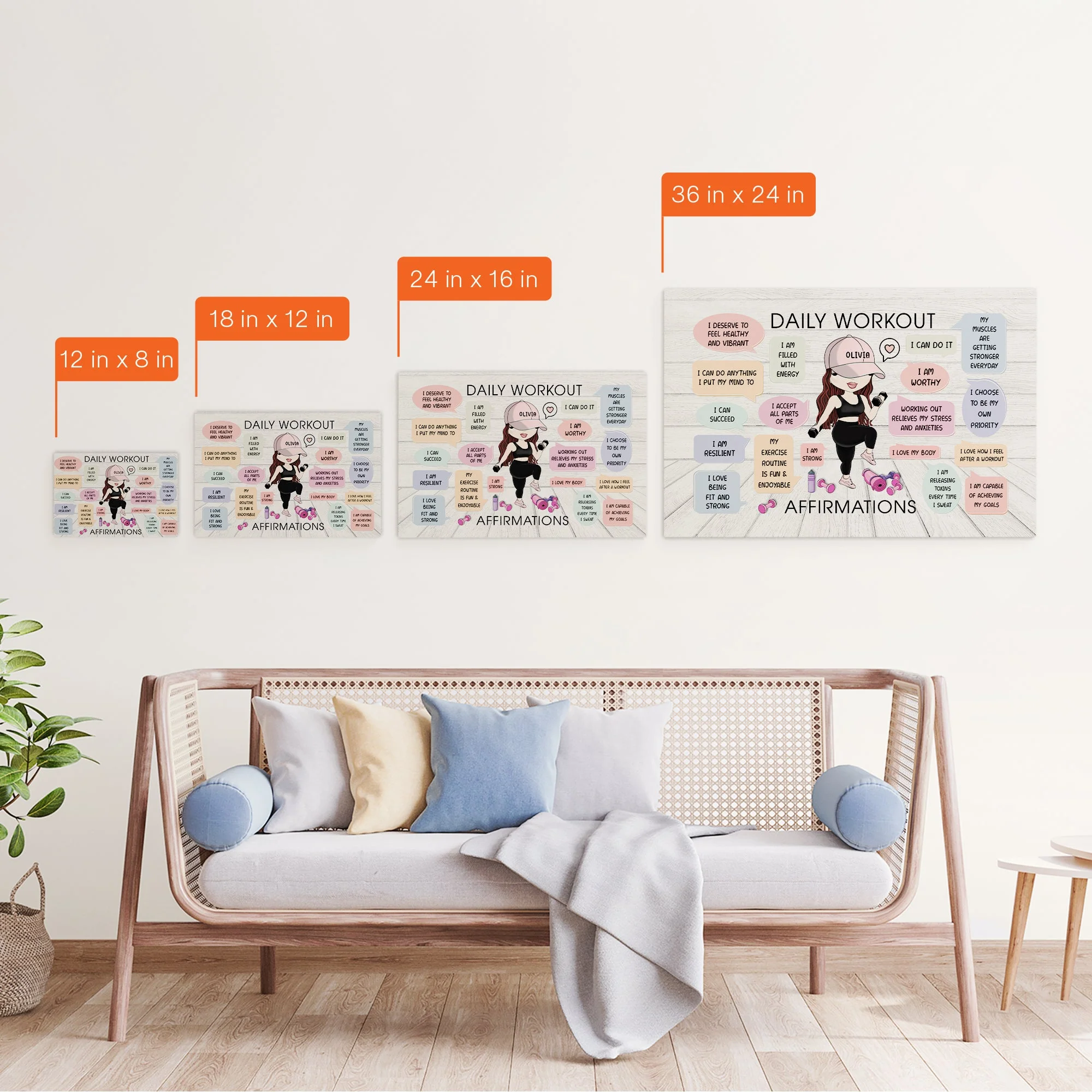 Daily Workout Affirmations - Personalized Poster/Wrapped Canvas - Birthday Gift For Fitness Lovers, Fitness Girls - Image 7