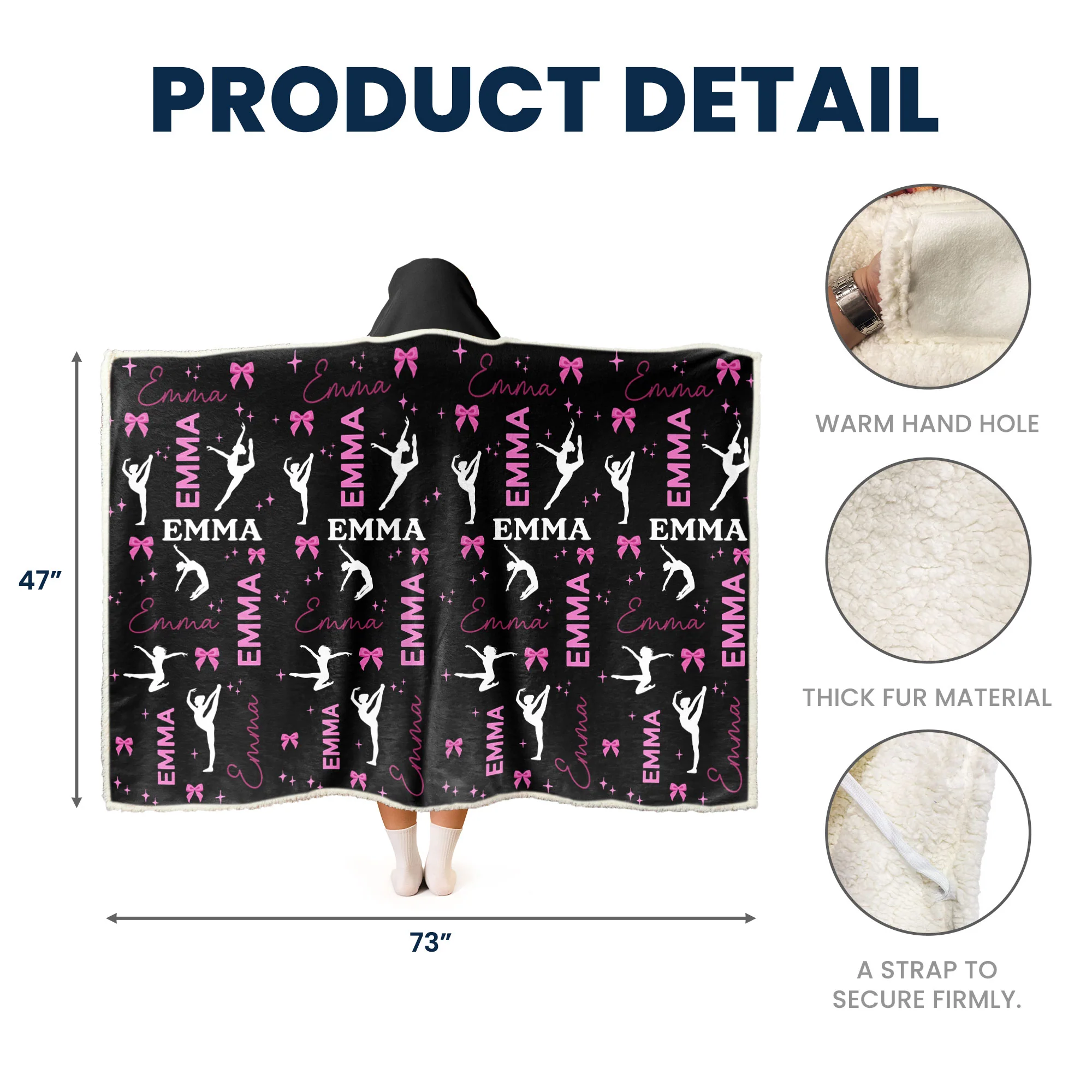 Dancing Girl Custom Name - Personalized Wearable Blanket Hoodie - Image 5