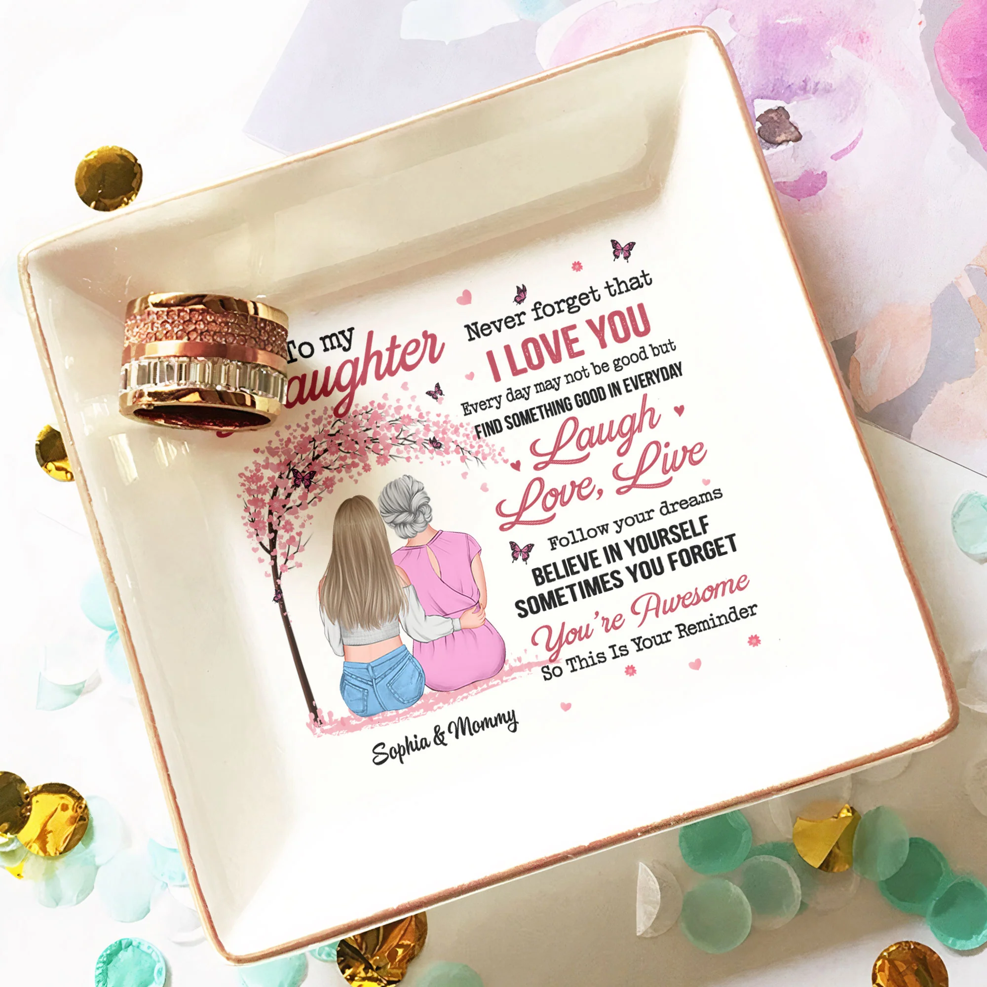 Daughter This Is Your Reminder - Tree Version - Personalized Jewelry Dish - Image 5
