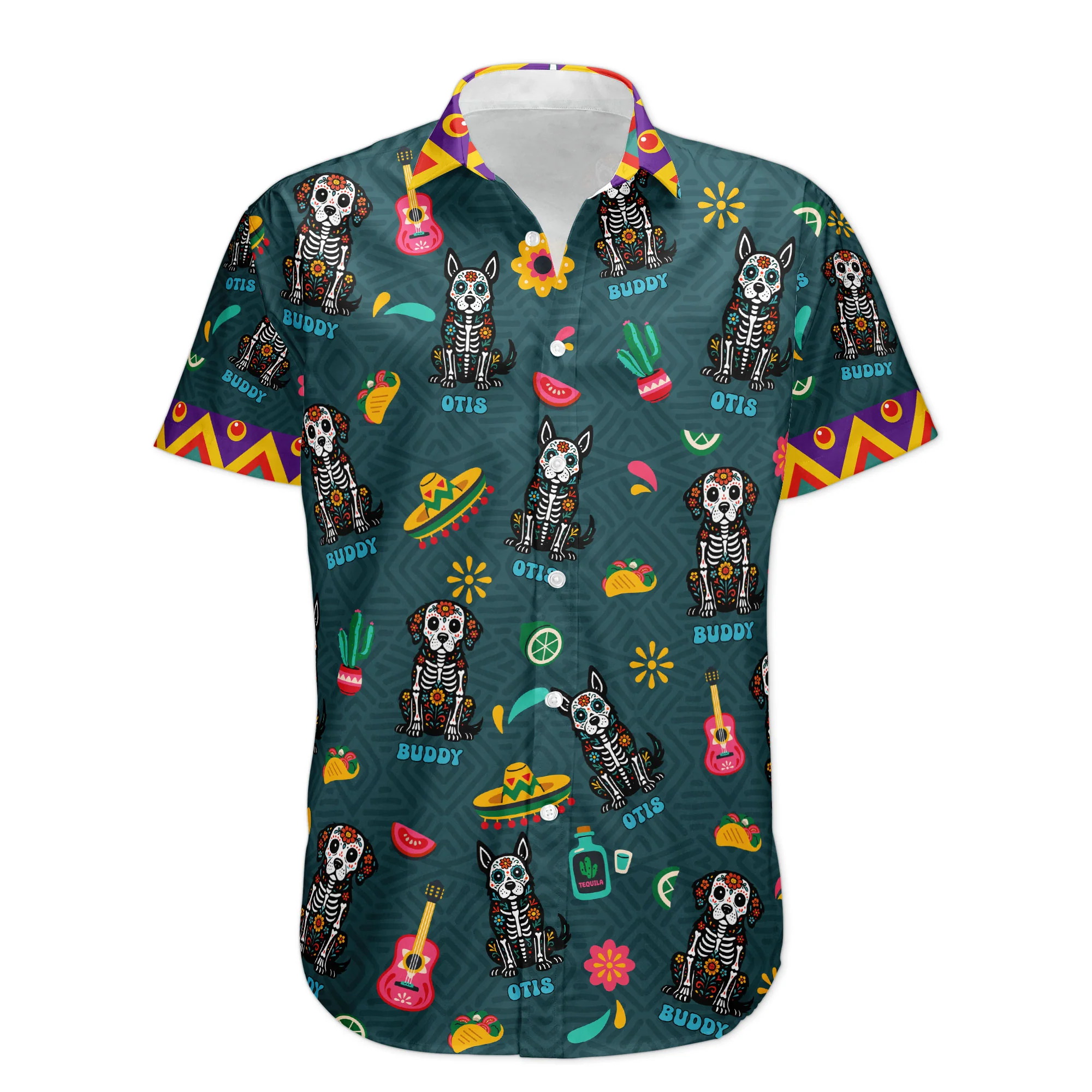 Day Of The Dead Dog Cat Hispanic Mexican Latinos Latinx - Personalized Hawaiian Shirt - Image 4