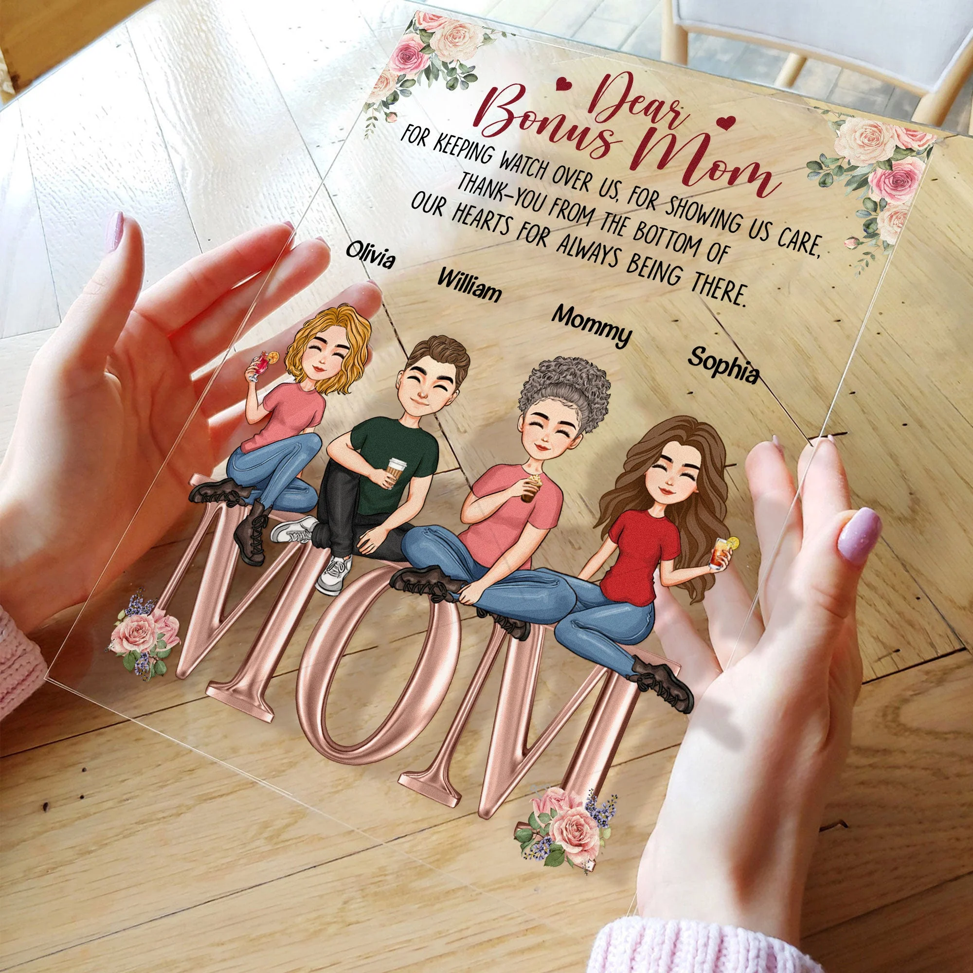 Dear Bonus Mom Thank You For Being There - Personalized Acrylic Plaque - Image 3