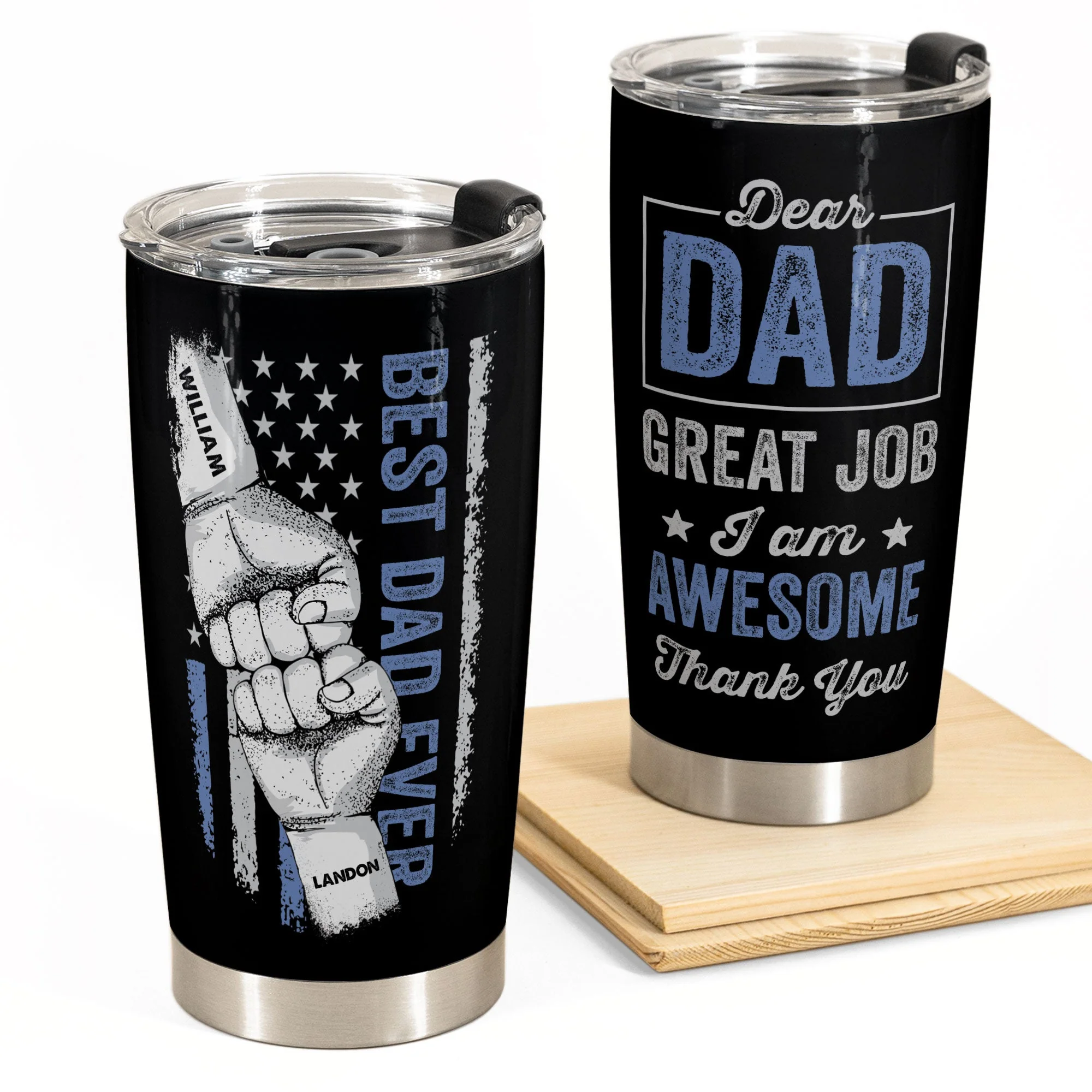 Dear Dad, Great Job, Thank You - Personalized Tumbler Cup - Birthday, Christmas Gift For Dad, Father, Papa - Image 9