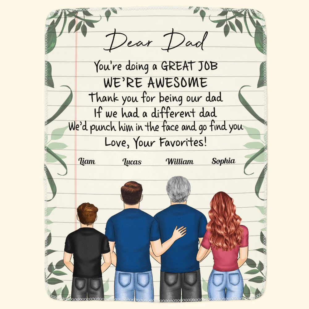 Dear Dad, Great Job, We're Awesome - Personalized Blanket - Image 3