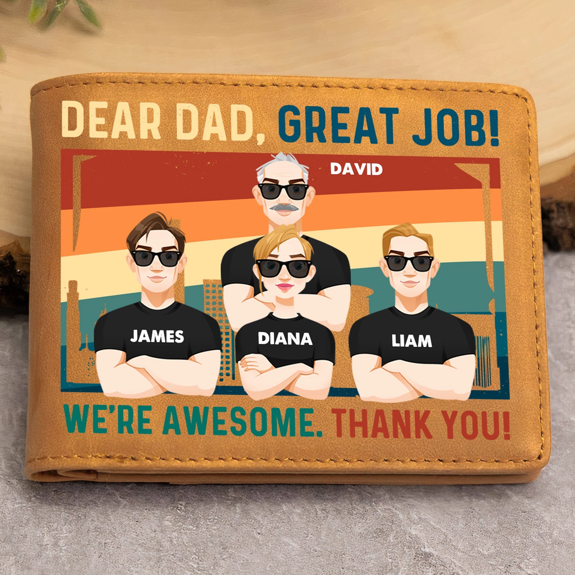 Dear Dad, Great Job We're Awesome - Personalized Leather Wallet - Image 2