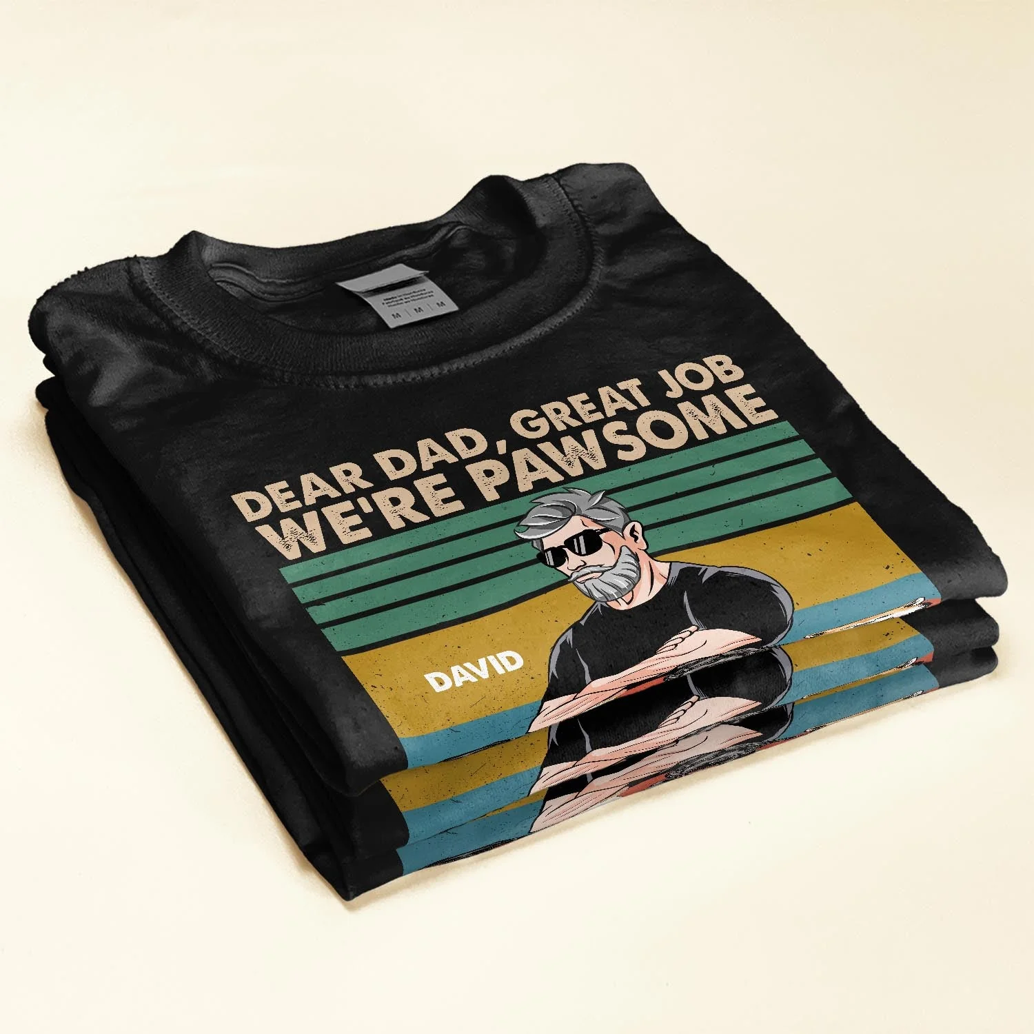 Dear Dad, Great Job We're Pawsome Thank You  - Personalized Shirt - Father's Day, Birthday, Funny Gift For Cat Dad, Dog Dad, Pet Owner, Pet Lover - Image 2