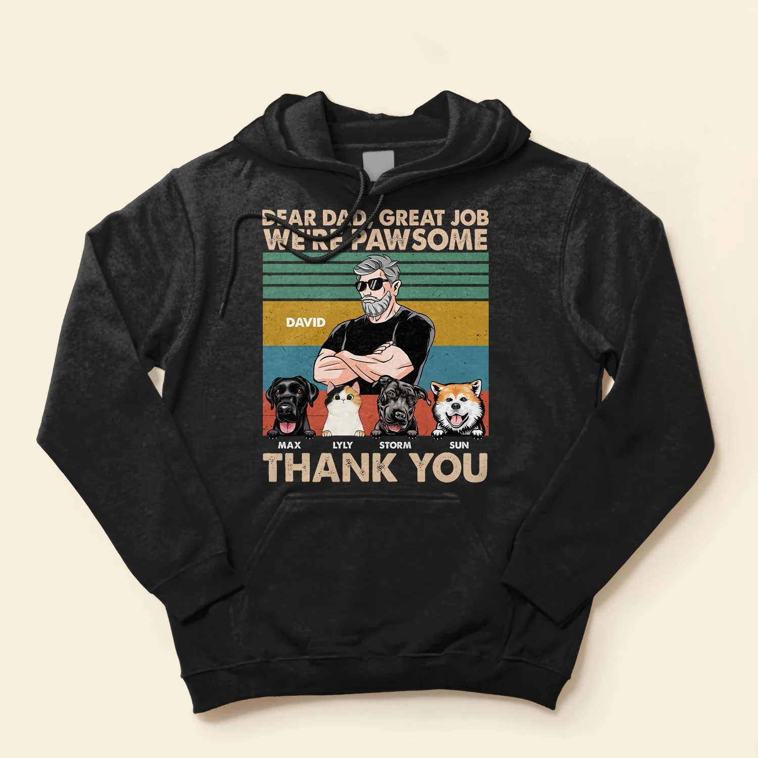 Dear Dad, Great Job We're Pawsome Thank You  - Personalized Shirt - Father's Day, Birthday, Funny Gift For Cat Dad, Dog Dad, Pet Owner, Pet Lover - Image 4