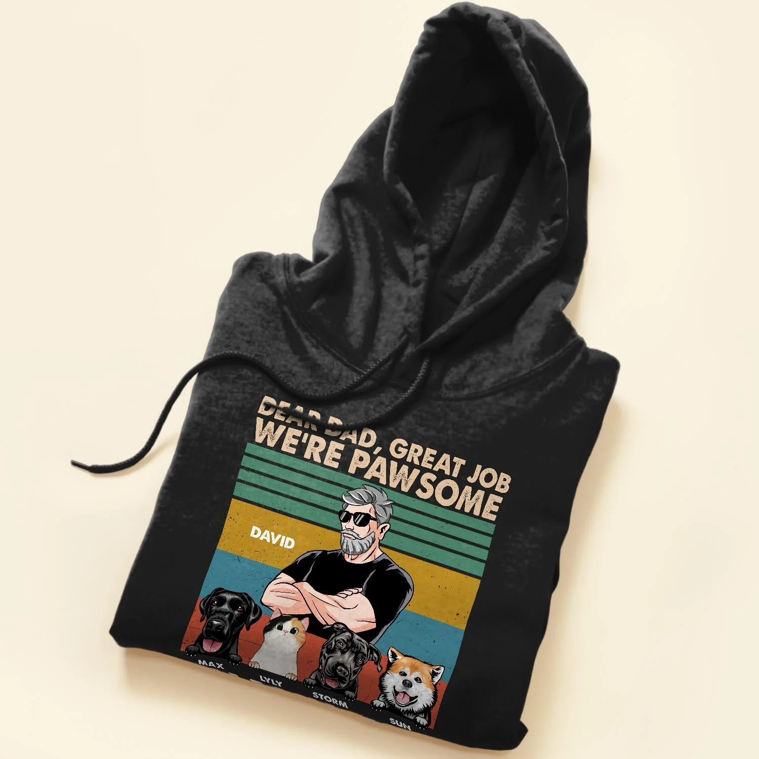 Dear Dad, Great Job We're Pawsome Thank You  - Personalized Shirt - Father's Day, Birthday, Funny Gift For Cat Dad, Dog Dad, Pet Owner, Pet Lover - Image 5