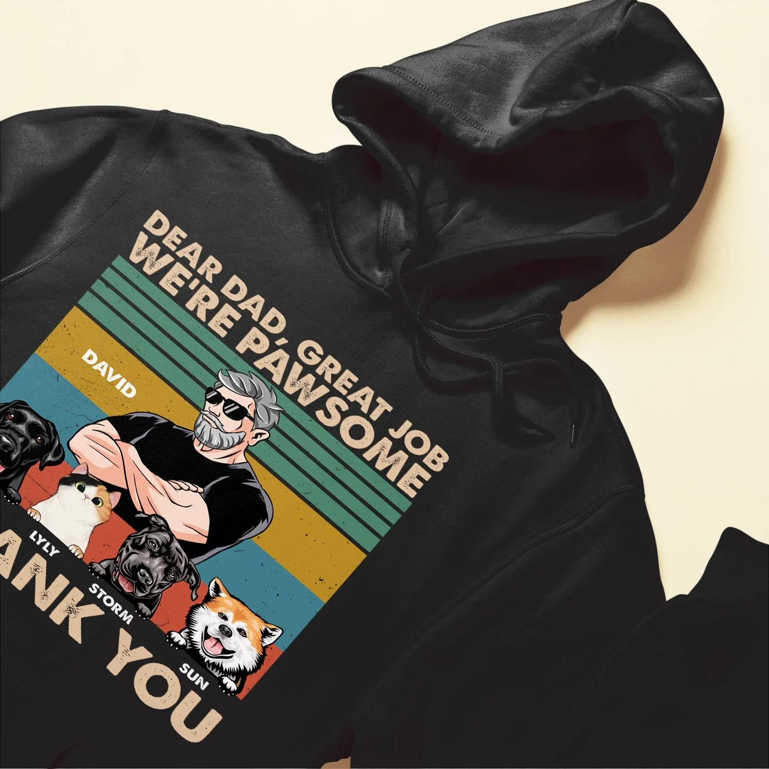 Dear Dad, Great Job We're Pawsome Thank You  - Personalized Shirt - Father's Day, Birthday, Funny Gift For Cat Dad, Dog Dad, Pet Owner, Pet Lover - Image 6