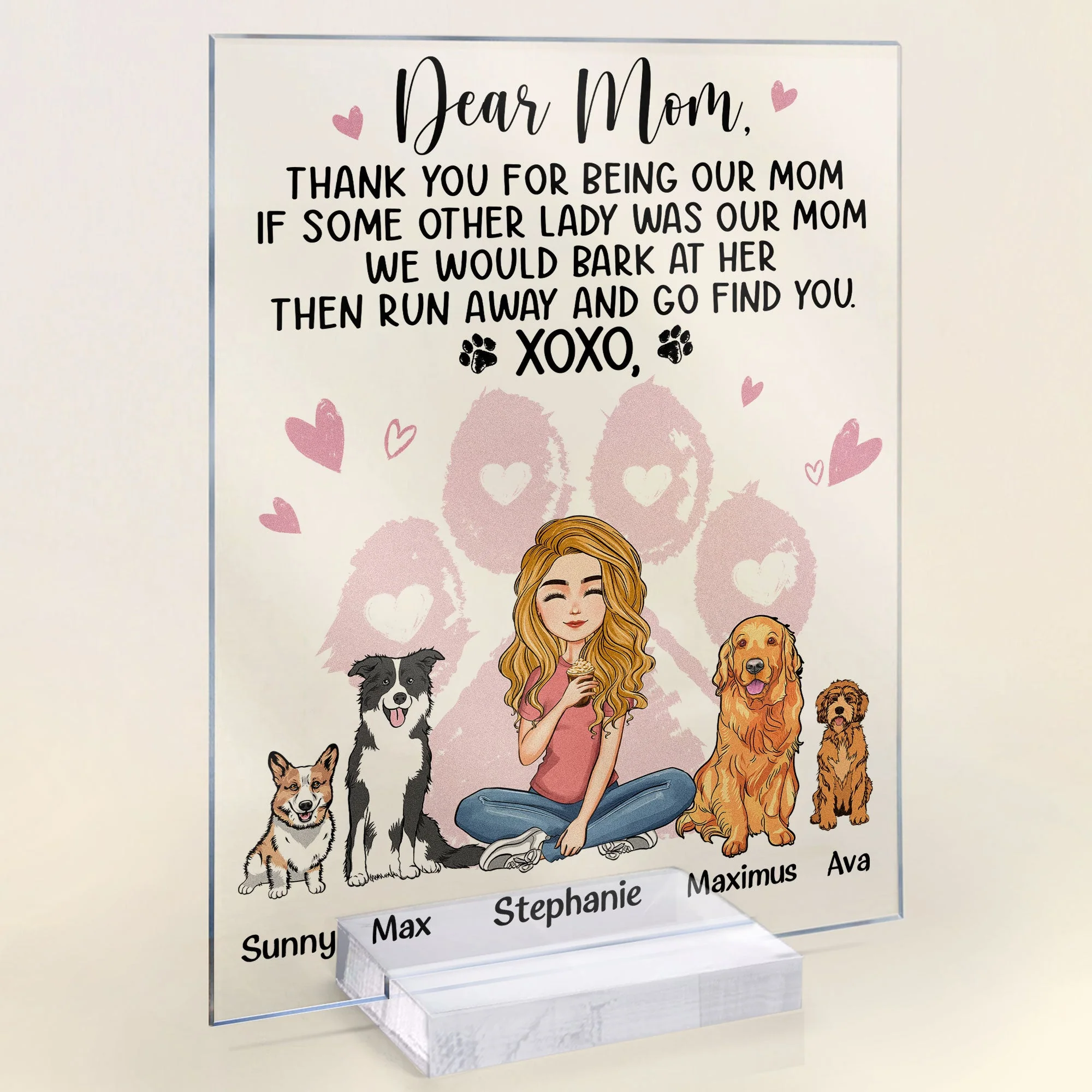 Dear Dog Mom Thank You For Being My Mom - Personalized Acrylic Plaque - Image 2